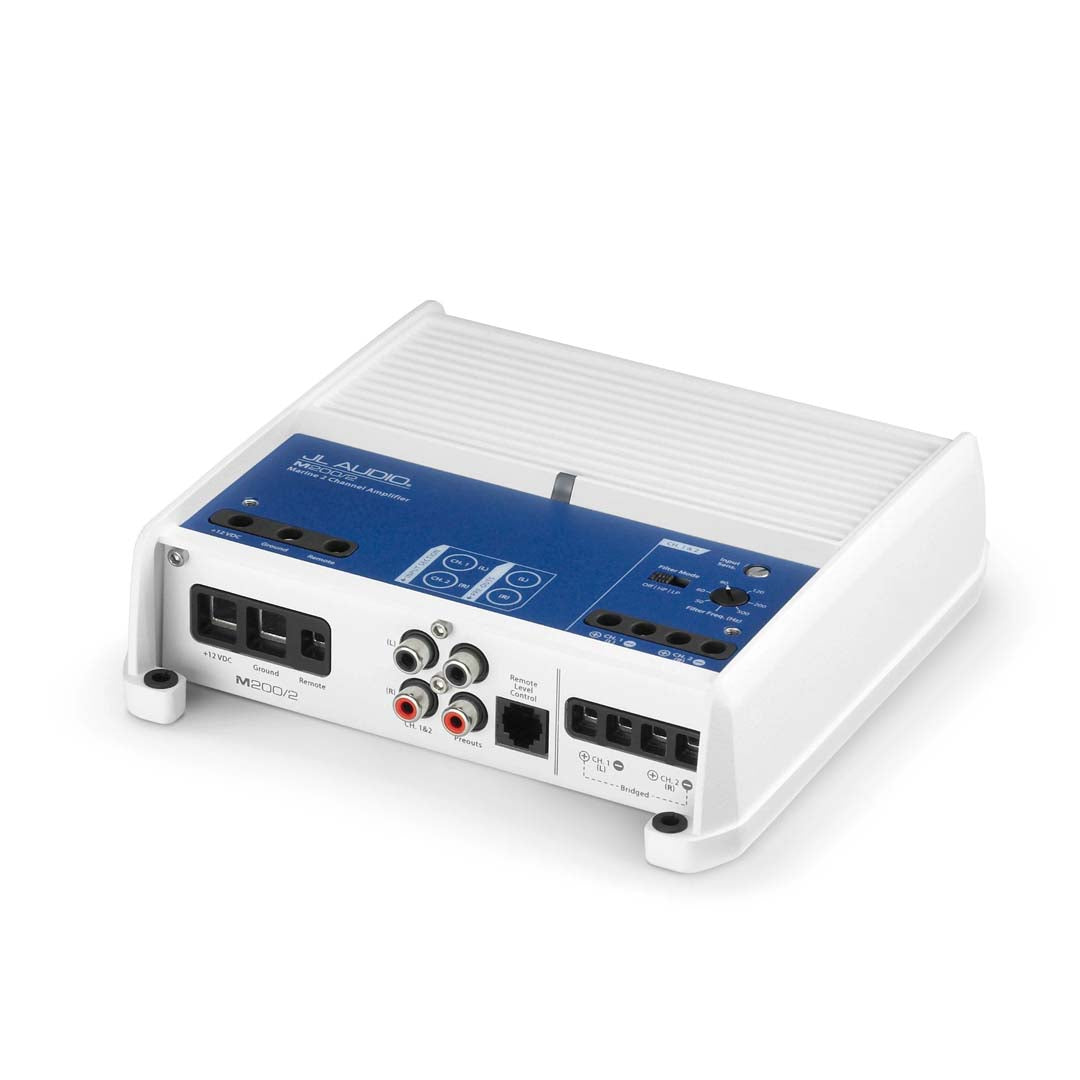 JL Audio M200/2 Marine Amplifier - M Series Class D 2-Channel Full Range Waterproof Boat Stereo System - Perfect for Boats, Yachts & Marine Audio Upgrades
