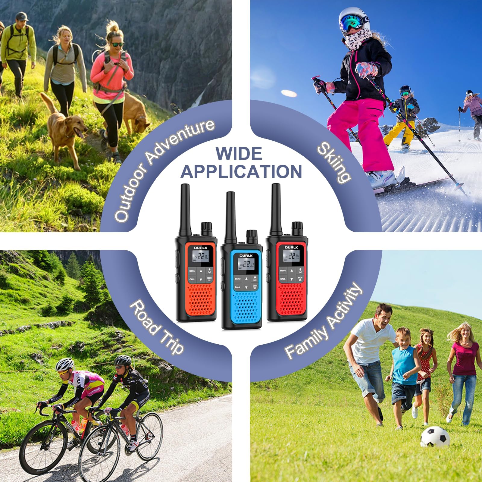 Rechargeable Long Range Walkie Talkies for Adults - 3 Pack Two Way Radios with NOAA Weather Alert, 22 FRS Channels, 1800mAh Li-ion Battery & USB-C Charging - Perfect for Hiking, Camping, Cruises, and Outdoor Adventures