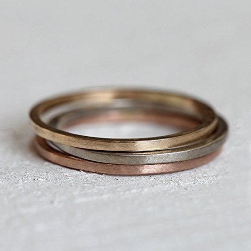 14K Solid Gold Stacking Rings Set - Yellow, Rose & White Gold Mix & Match for Layering & Everyday Wear | Perfect for Gifts, Anniversaries & Special Occasions