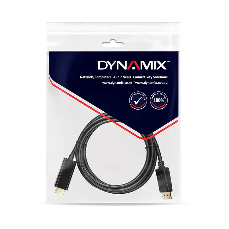 Dynamix DisplayPort 1.2 to HDMI 1.4 Cable 3.3ft (1M) - High-Speed 4K Video & Audio Adapter for PC, Laptop, Monitor, TV, Gaming & Home Theater Setup