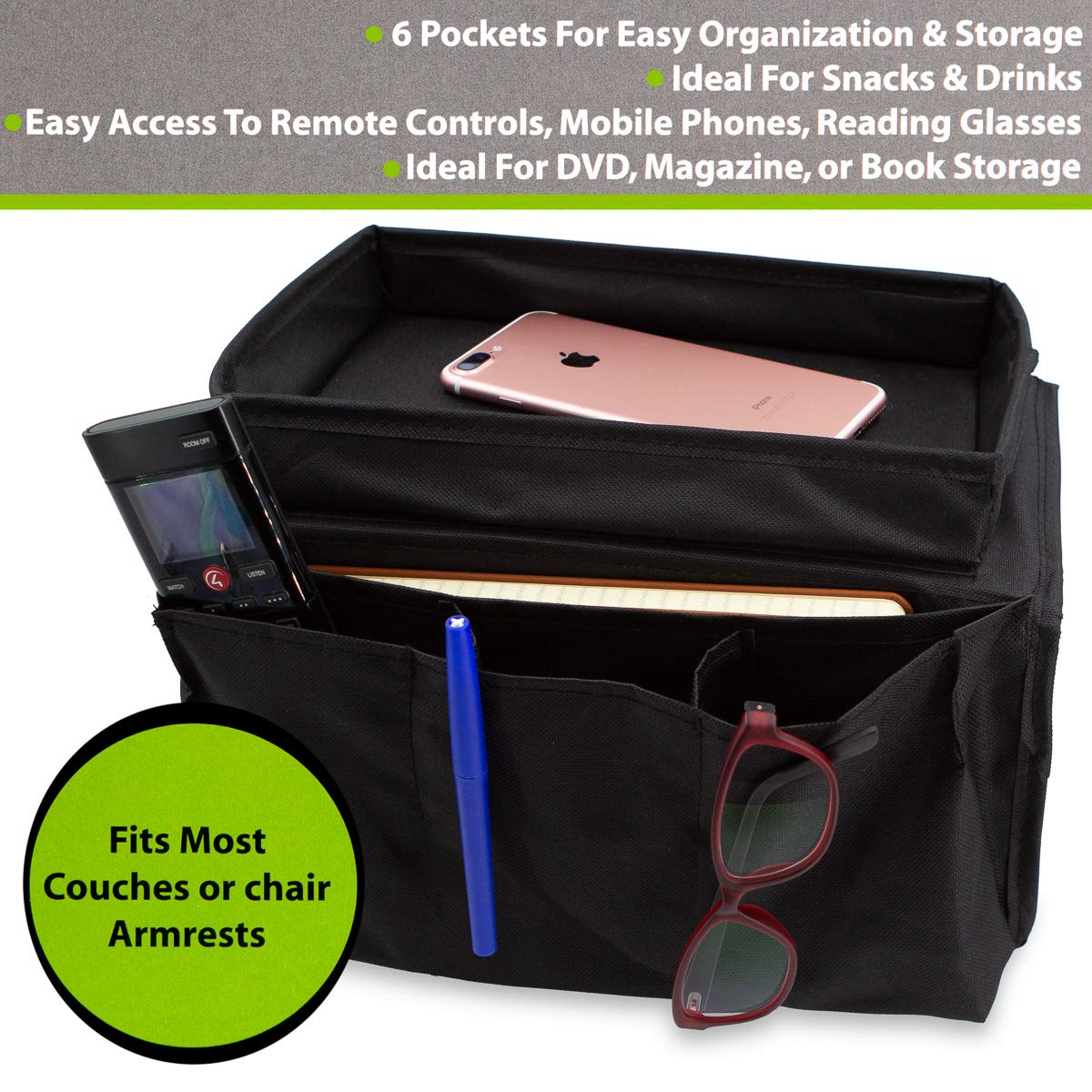 Car Armrest Organizer with Multiple Pockets - Perfect for Storage in Vehicles, Travel & Road Trips