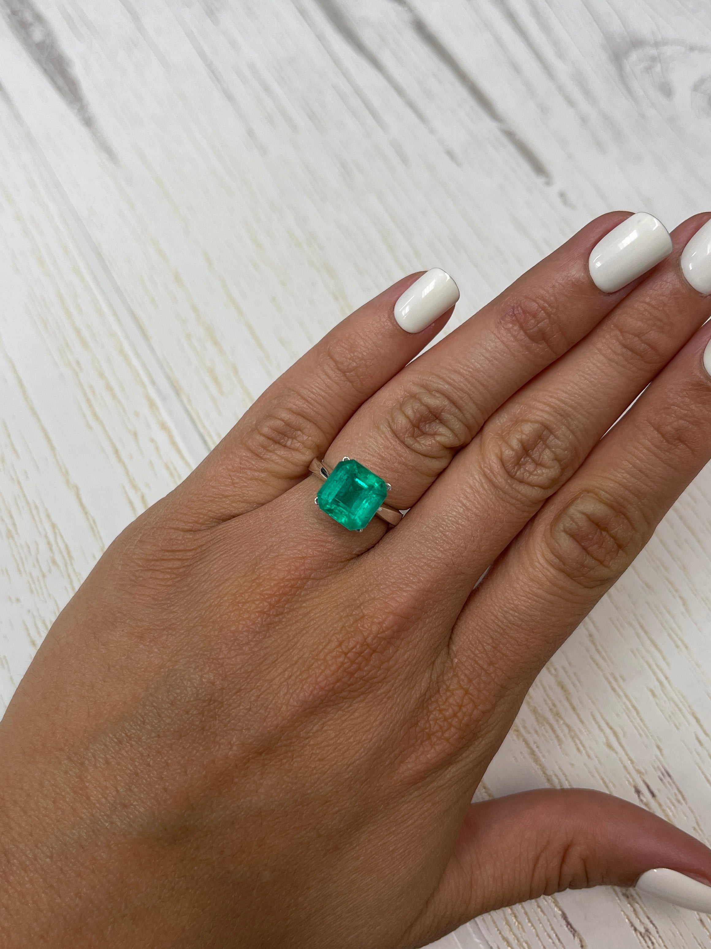4.75 Carat Minor Oil 10x10mm Deep Bluish Green Natural Loose Colombian Emerald Asscher Cut Gemstone for Jewelry Making & Engagement Rings