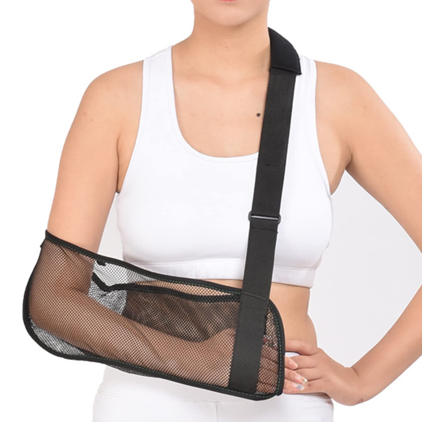 Reversible Medical Arm Sling Support - Adjustable Shoulder & Elbow Immobilizer for Men & Women - Post-Surgery Recovery Sling for Rotator Cuff, Wrist & Shoulder Injuries (Size S, Black) - Ideal for Sports Injuries, Accidents & Post-Operative Care