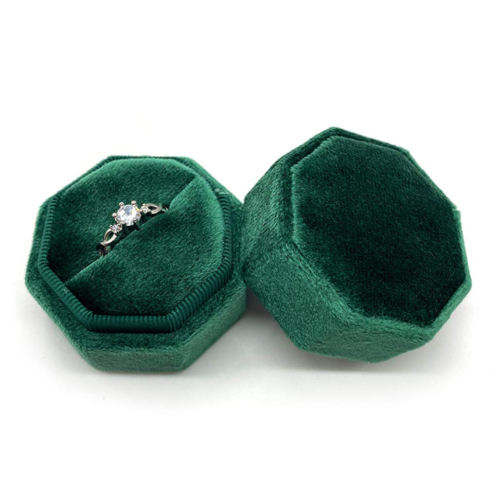 Velvet Octagon Wedding Ring Box with Detachable Lid - Elegant Single Ring Holder for Engagement, Proposal & Ceremony - Perfect for Bridal Jewelry Display & Gift Presentation