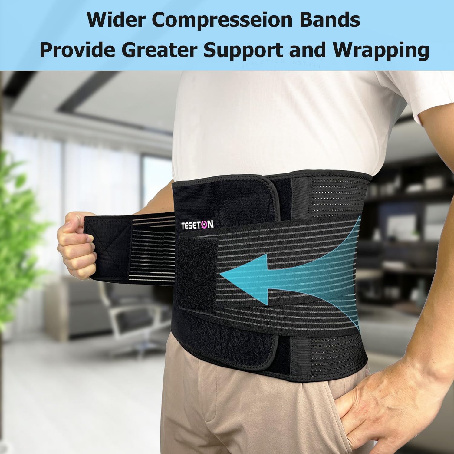 Men's & Women's Back Support Belt - Adjustable Lumbar Brace for Lower Back Pain Relief, Scoliosis, Sciatica & Herniated Disc - Black XL - Ideal for Workouts, Sports & Office Work