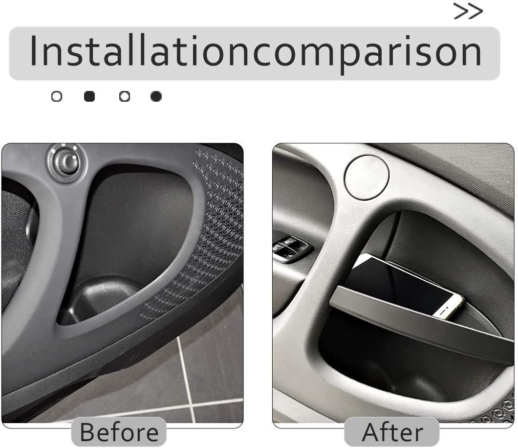 Mercedes Benz Smart 453 Fortwo & Forfour Car Door Center Console Storage Box Handbrake Tray Organizer - Black | Premium Car Interior Organizer for Keys, Phones & Small Items | Perfect for Road Trips & Daily Commute