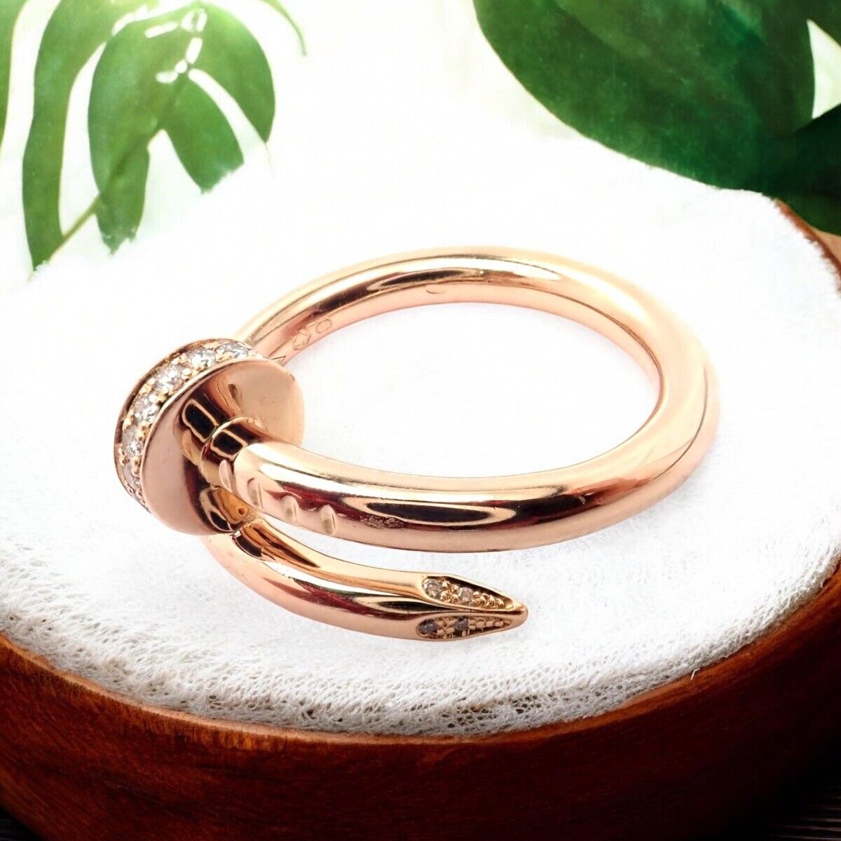 Authentic Cartier Juste Un Clou 18k Rose Gold Diamond Ring Size 53 - Luxury Nail Band Jewelry for Women, Perfect for Weddings, Parties & Special Occasions