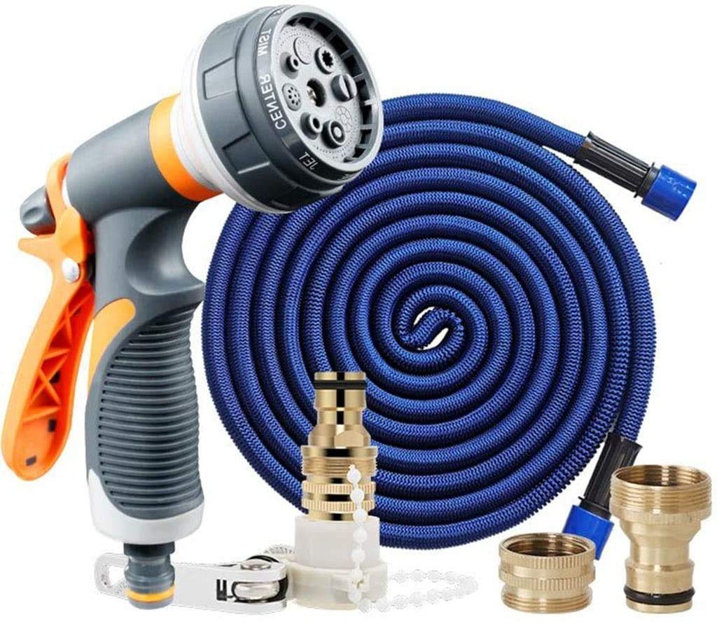 **Mopoq Expandable Garden Hose 100ft - Heavy Duty Magic Hose with Triple Latex Core, On/Off Valve, 3/4