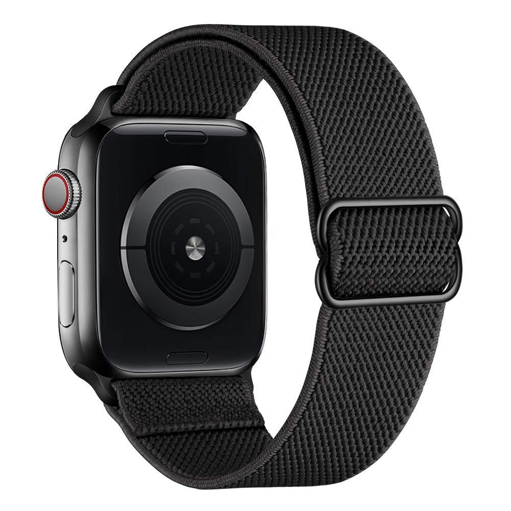 Elastic Adjustable Stretchy Solo Loop Braided Nylon Replacement Band Compatible with Apple Watch 38mm 40mm 42mm 44mm - Sport Strap for iWatch Series 6/5/4/3/2 & SE - Perfect for Workouts, Running & Everyday Wear (Women & Men)