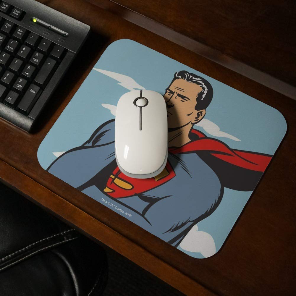 Superman Thinking Low Profile Thin Mouse Pad - Gaming & Office Desk Mat for PC, Laptop, Workstation - Non-Slip Rubber Base for Smooth Mouse Control