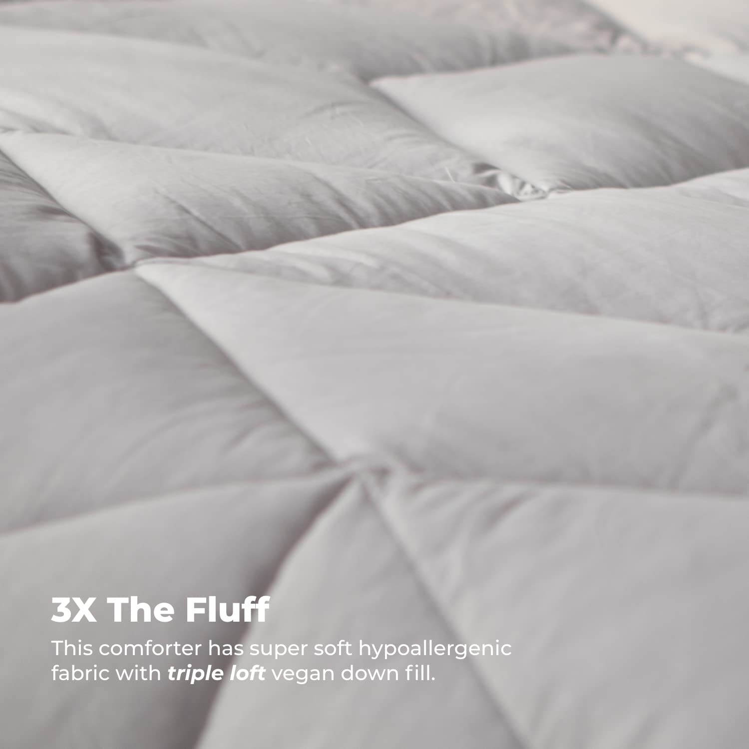 Pillow Cube The Cubit Comforter - Cooling Vegan Down Alternative Duvet Insert for Full/Queen Bed | Breathable Bedding Set in White & Light Grey | Perfect for Hot Sleepers & Allergy Sufferers