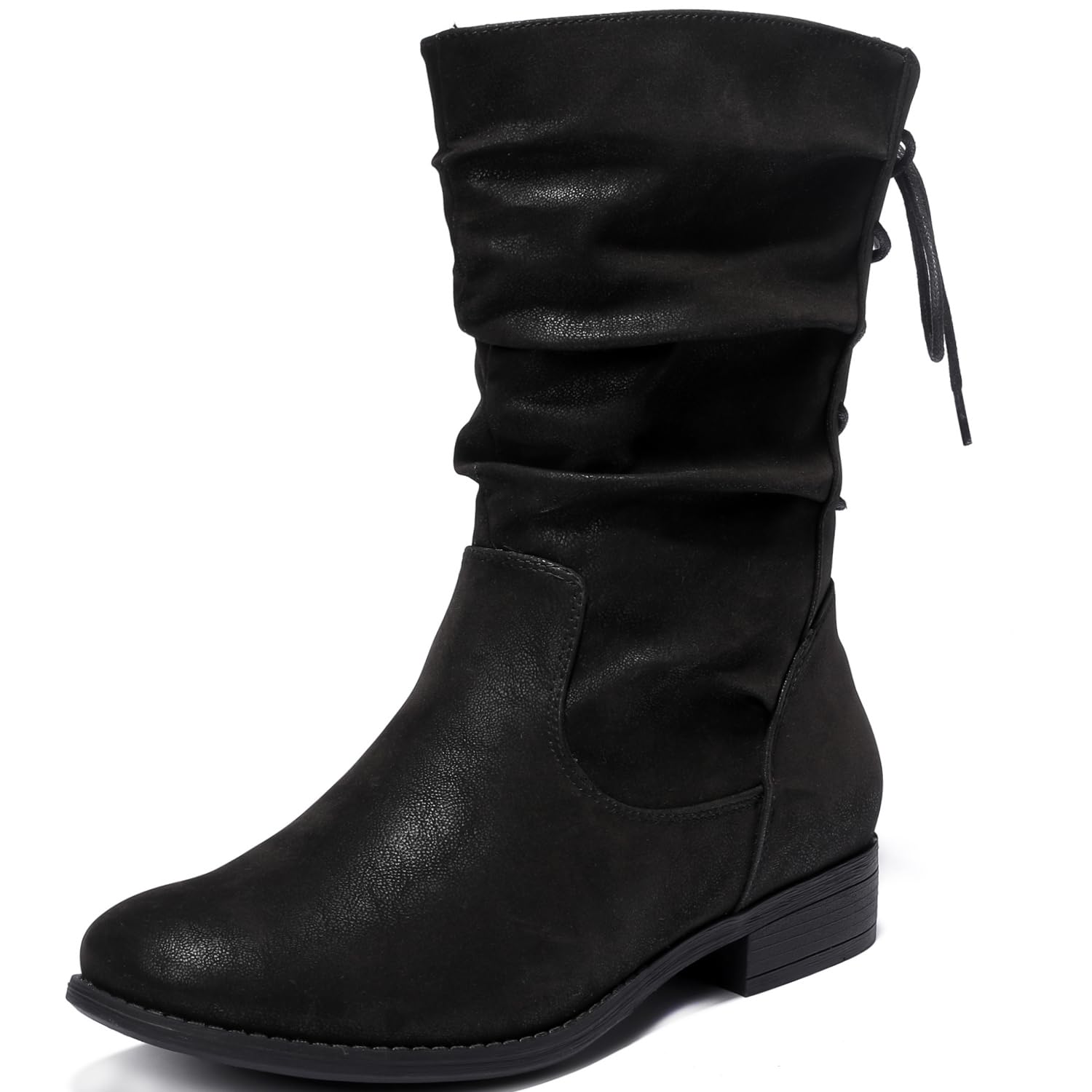 Luoika Women's Wide Width Ankle Boots - Black & Brown Low Heel Side Zipper Booties for Comfort & Style | Perfect for Work, Casual Outfits & Fall/Winter Fashion