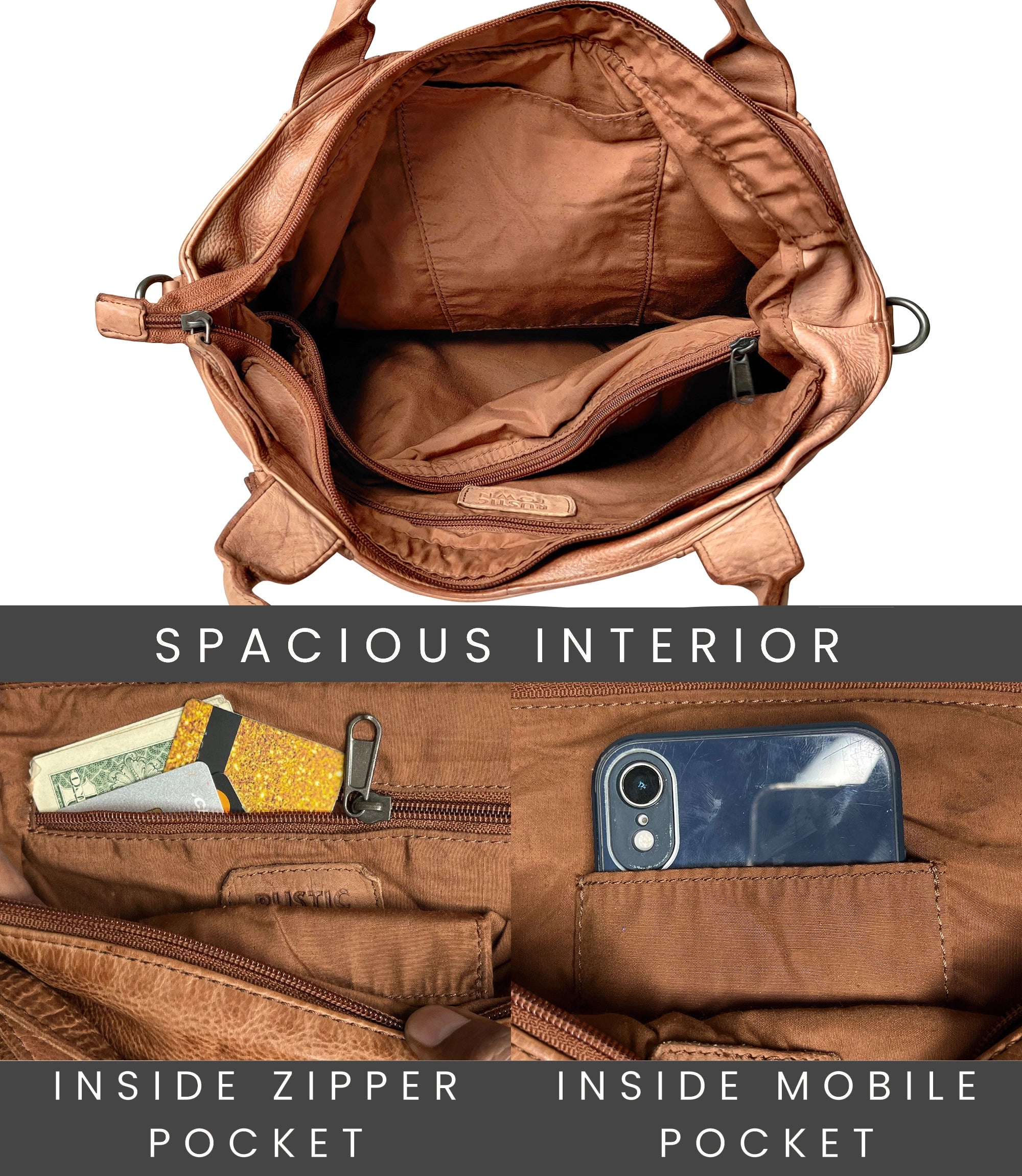 Premium Genuine Leather Tote Bag for Women - Stylish Cognac Brown Handbag - Perfect for Work, Travel & Everyday Use