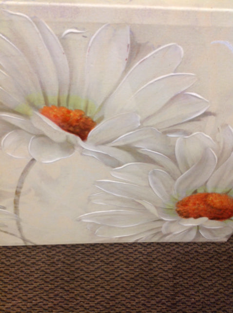 24 Sq Signed Daisy Canvas - Handmade Floral Wall Art for Living Room, Bedroom & Office Decor - Perfect Gift for Home & Wedding