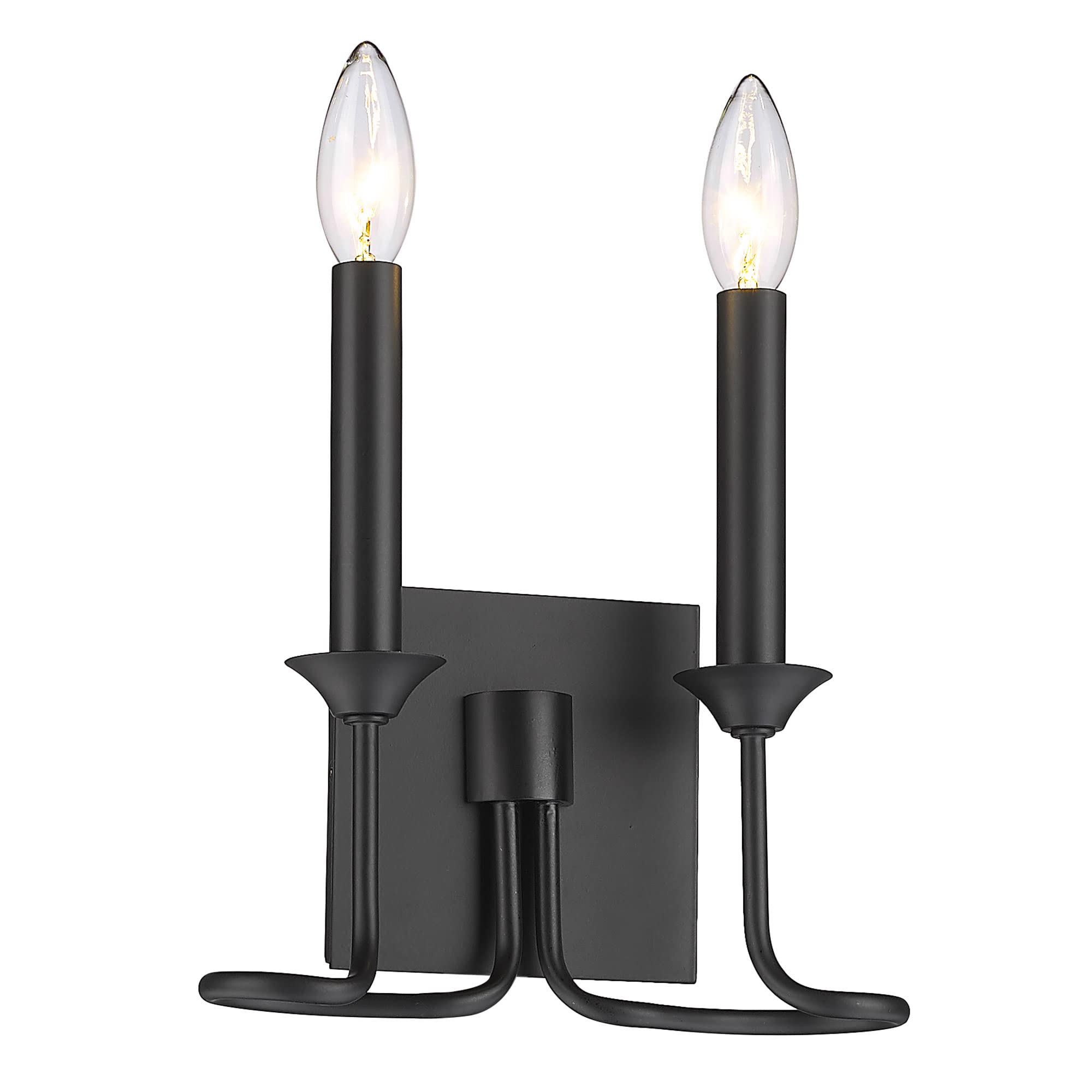 Karson 9.25 Inch Matte Black Metal 2-Light Wall Sconce - Modern Lighting Fixture for Bedroom, Hallway & Entryway