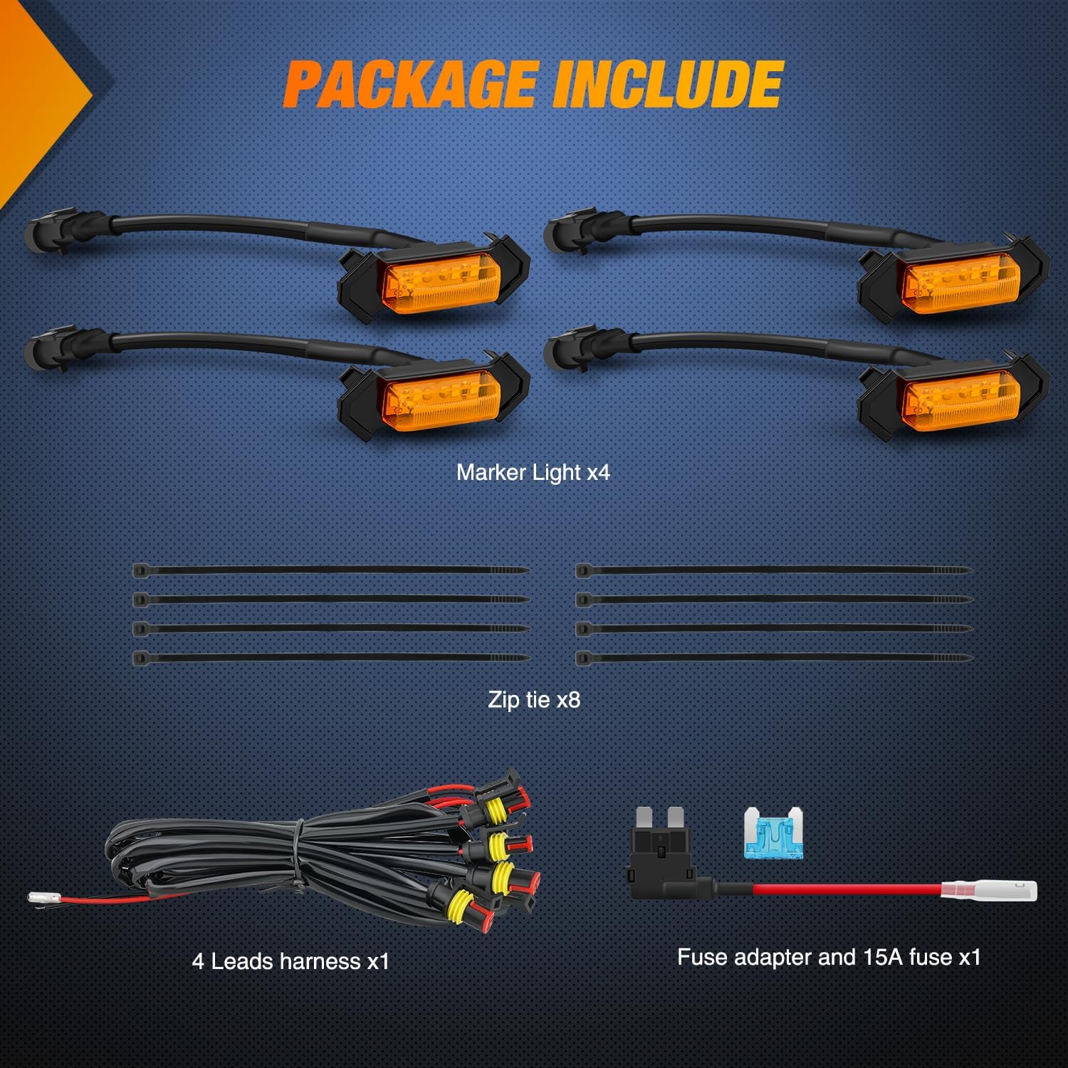2016-2023 Toyota Tacoma TRD PRO 4-LED Amber Front Grille Marker Lights - Off-Road Lighting Upgrade for Enhanced Visibility & Style