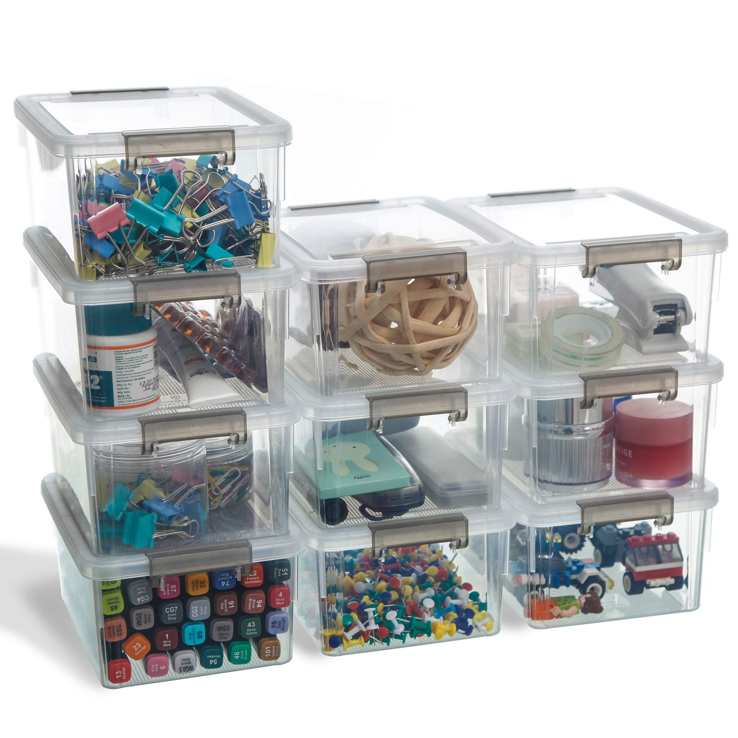 20-Pack 0.18 QT Clear Plastic Bead Organizer Boxes & 10-Pack 1.3 QT Small Stackable Storage Bins with Lids - Jewelry Making, Craft Supplies, Office & Home Organization Solution
