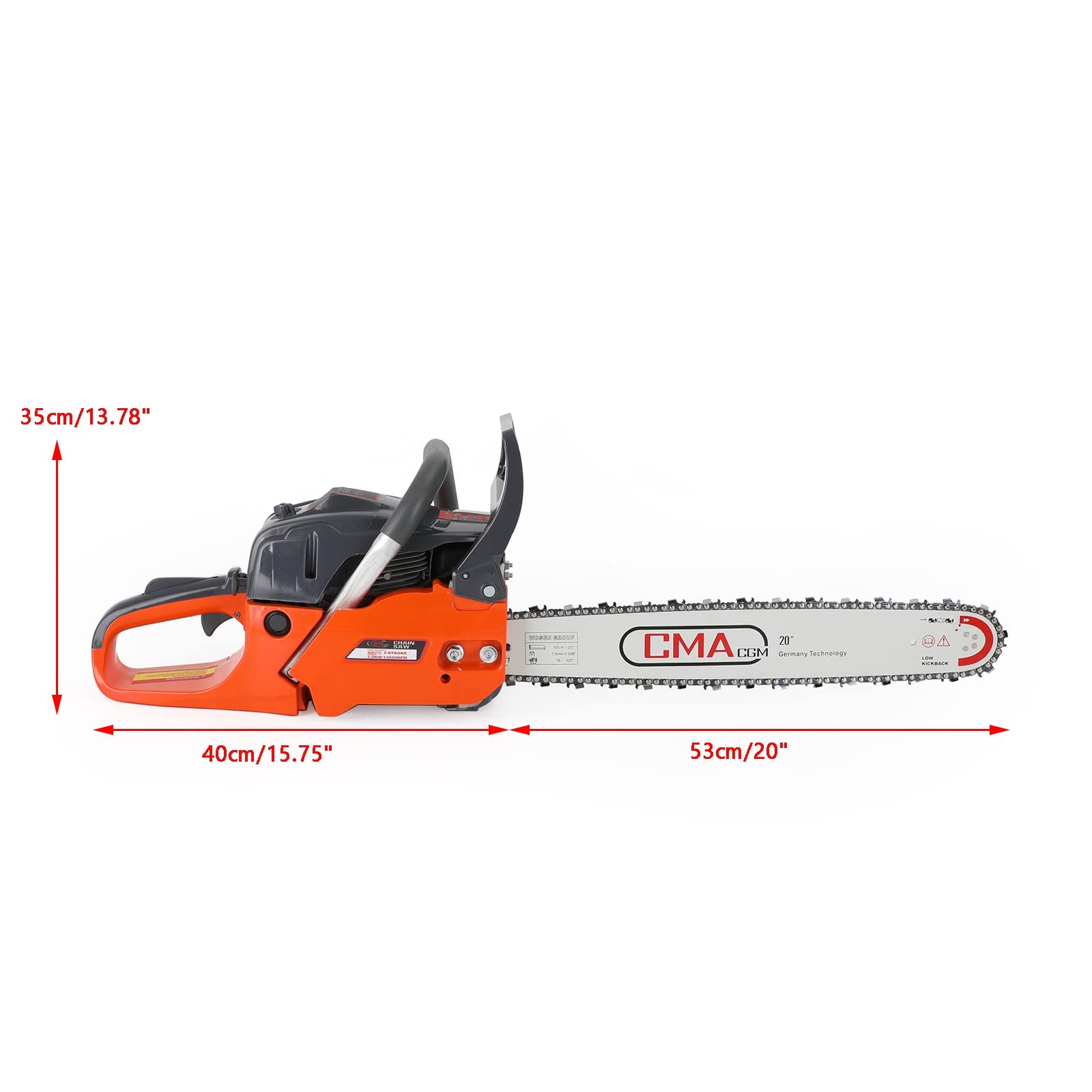 Topteng 20 Inch 68cc Gas Chainsaw - Powerful 20