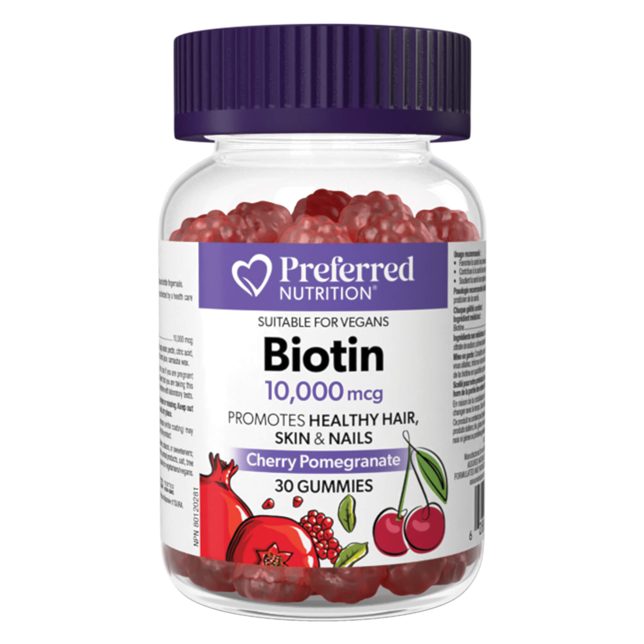 Biotin 10,000 mcg Gummies for Hair Growth & Nail Strength - Vegan Hair Skin & Nails Supplement - Delicious Berry Flavor - Perfect for Daily Beauty Routine & Healthy Lifestyle