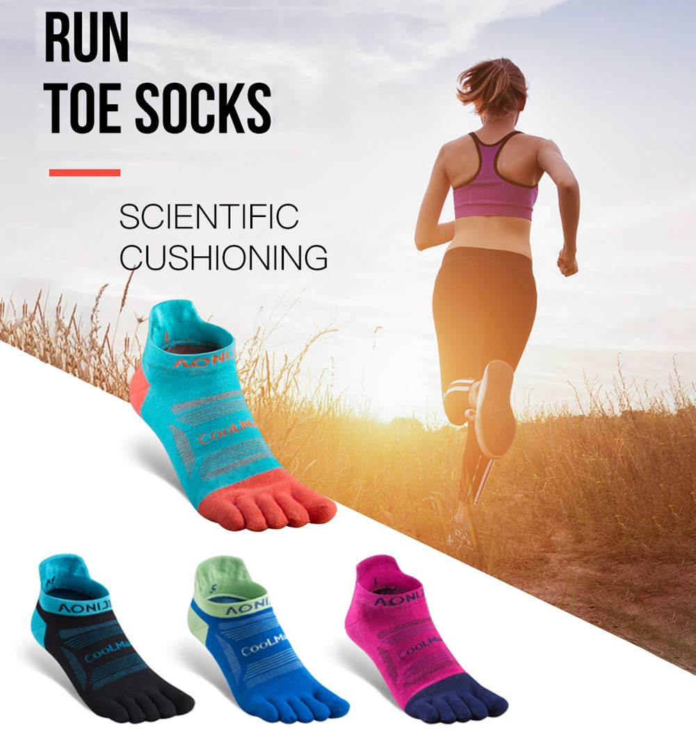 AONIJIE High Performance Five Toe Running Socks for Men & Women - Breathable Athletic Ankle Socks for Marathon, Trail Running & Workout