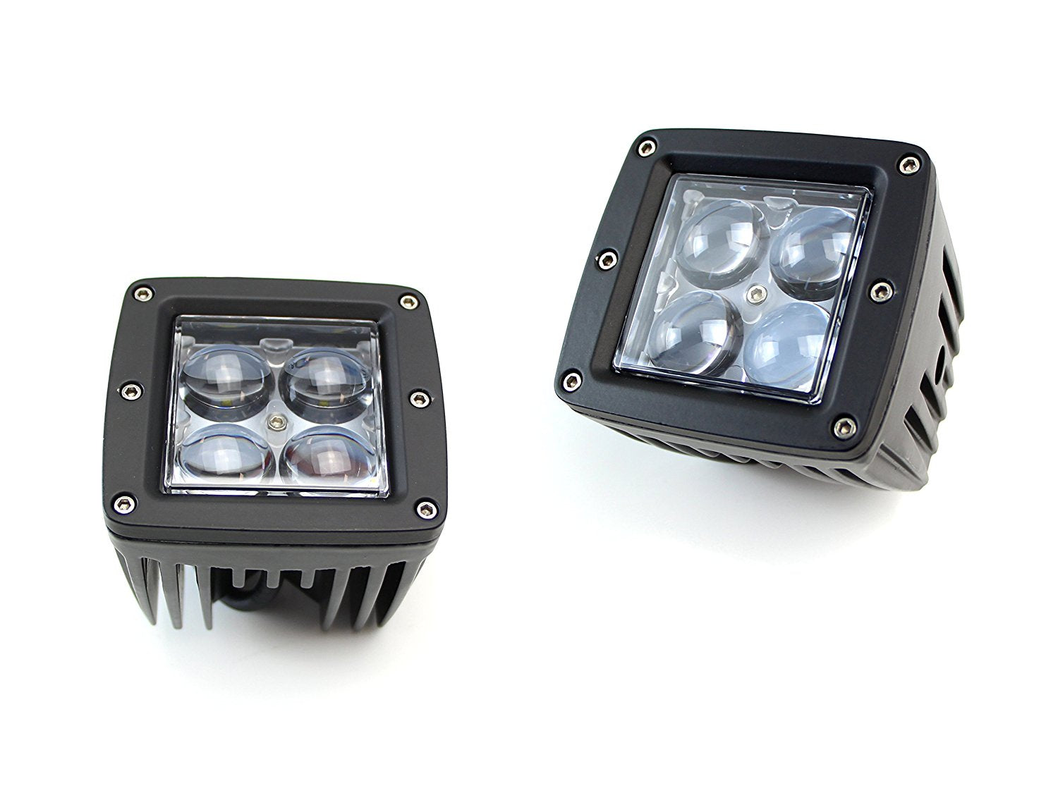 40W 4D Optic LED Projector Pods with Fog Light Brackets - Compatible with 1999-2016 Ford F250 & F Series Trucks - Perfect for Off-Roading, Night Driving & Foggy Conditions