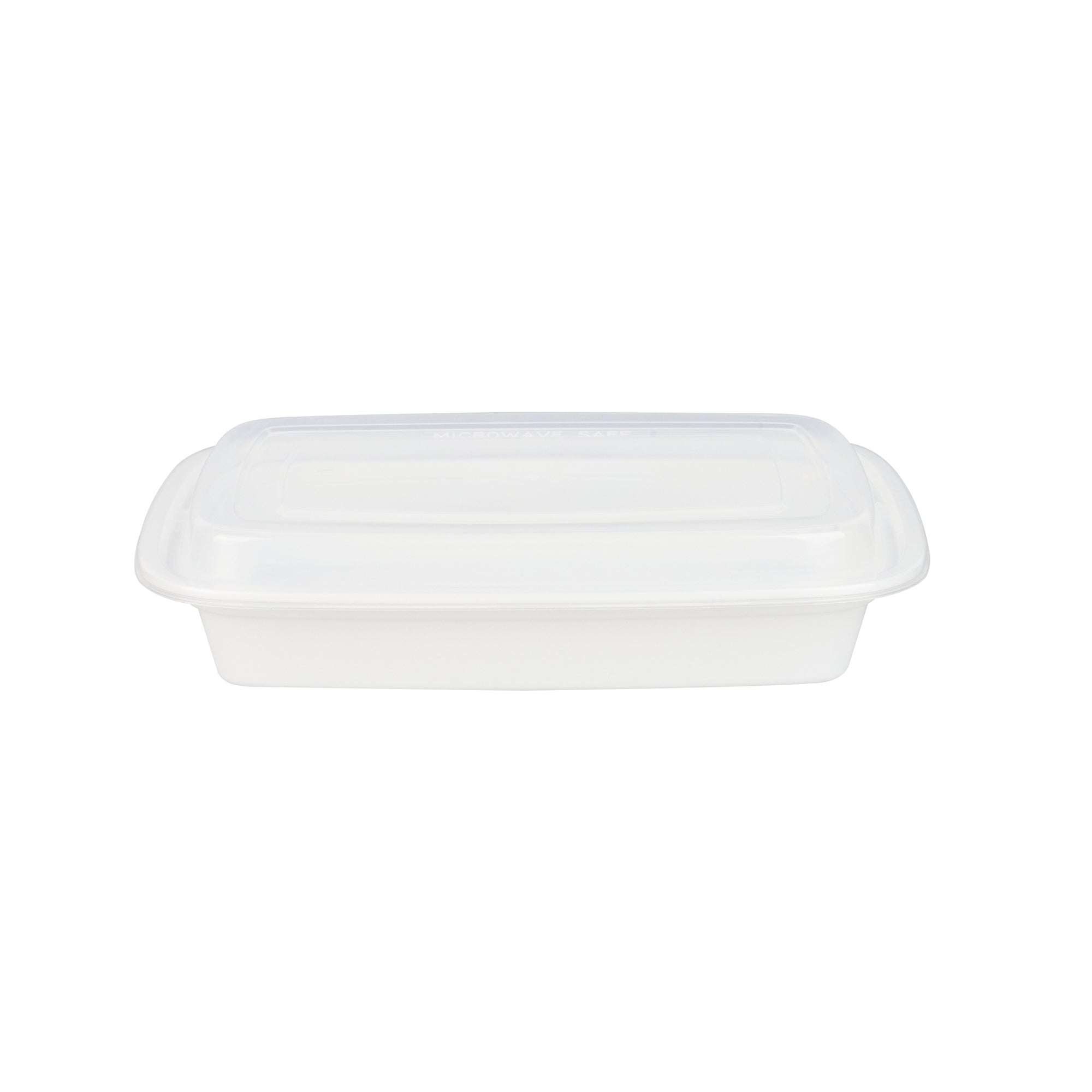 Asporto 28 oz Rectangle White Plastic Takeout Containers with Clear Lids - Microwave Safe, Disposable Food Storage Boxes (8.75