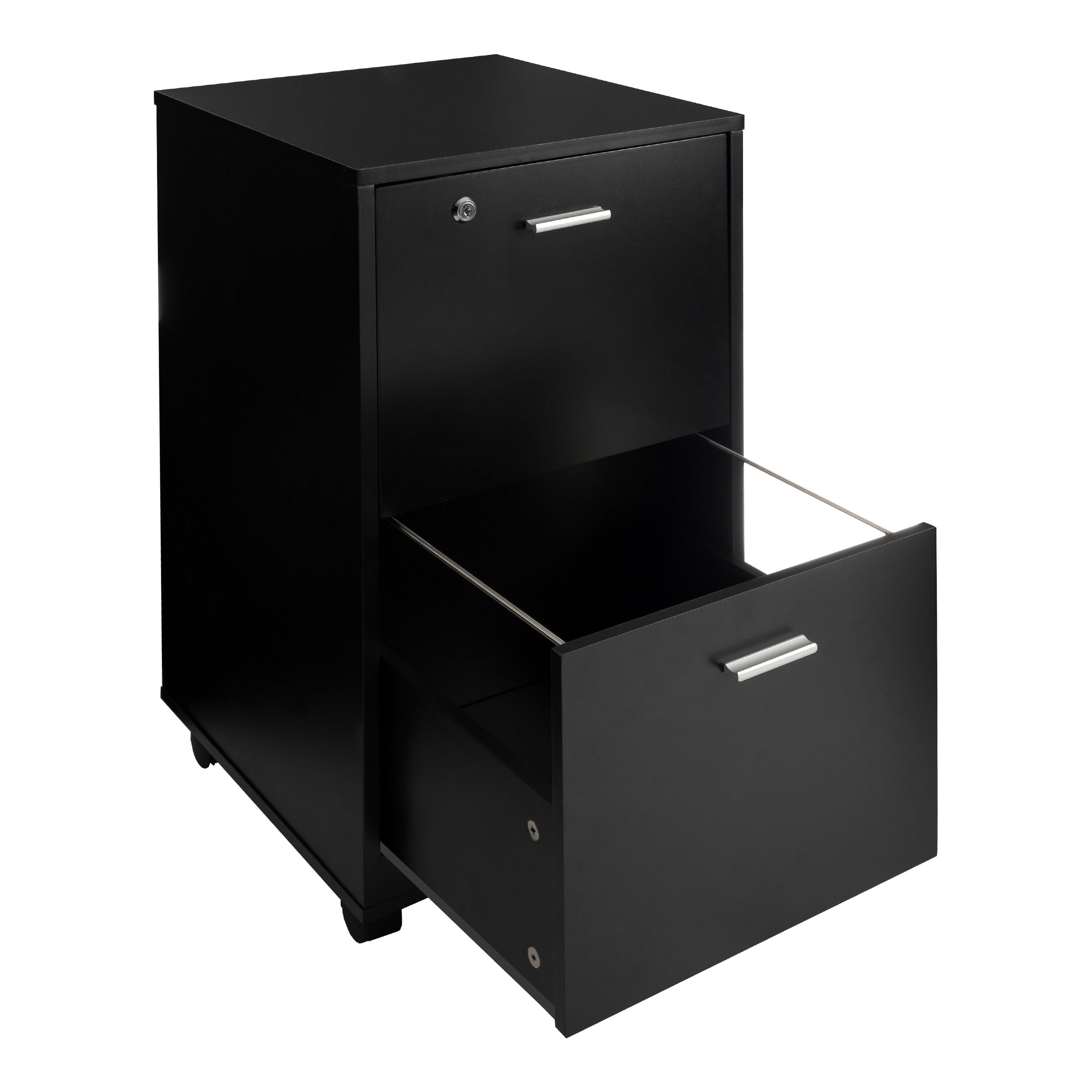 Lavish Home 2-Drawer File Cabinet with Lock - Deep Storage Rolling Filing Cabinet for Under Desk, Home & Office Use - Black - Perfect for Organizing Documents, Bills, and Office Supplies in Small Spaces