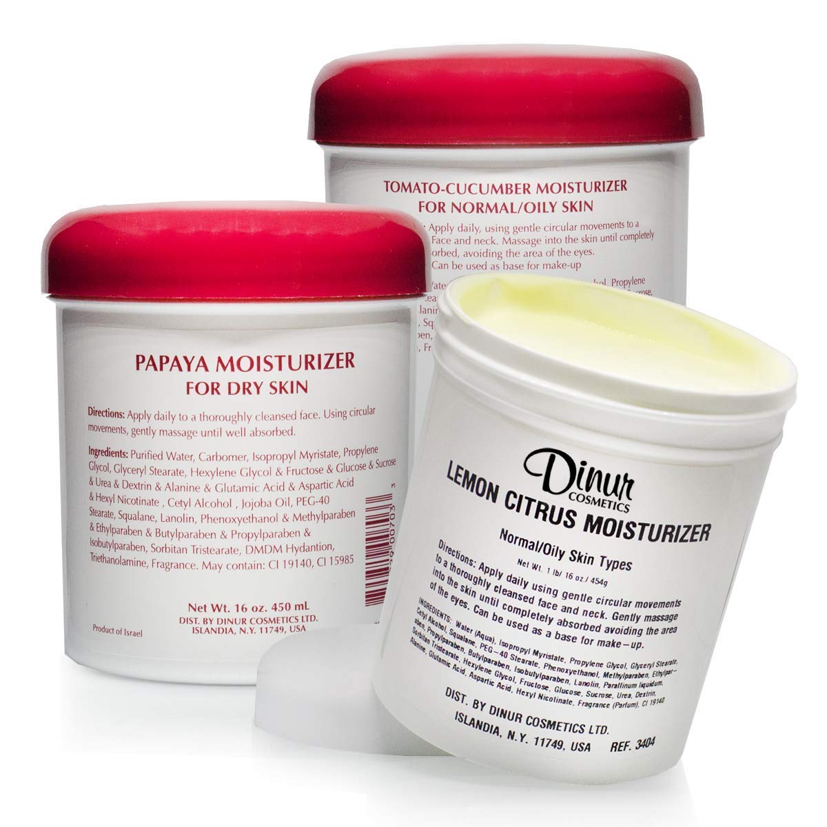 Best Fruity Moisturizer Gift Set - 3 Pack Natural Skincare Bundle with Papaya, Lemon Citrus & Tomato Cucumber Moisturizers (1 lb Each) for Dry Skin, Face & Body Care - Perfect for Spa Day, Self-Care Routine & Gifts