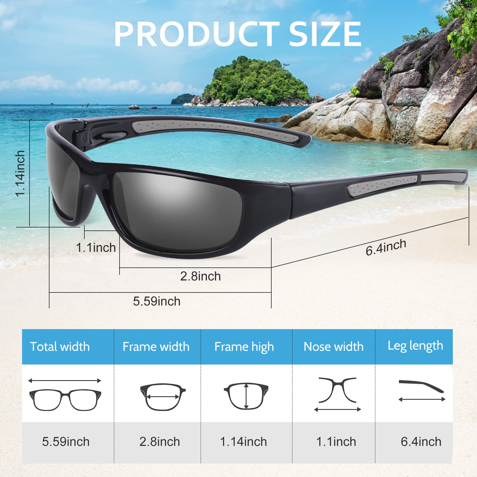 DUDUMA Sports Polarized Sunglasses for Men & Women - UV400 Protection, Lightweight TR8116 Frame for Baseball, Cycling, Golf, Fishing - Perfect for Outdoor Sports & Driving