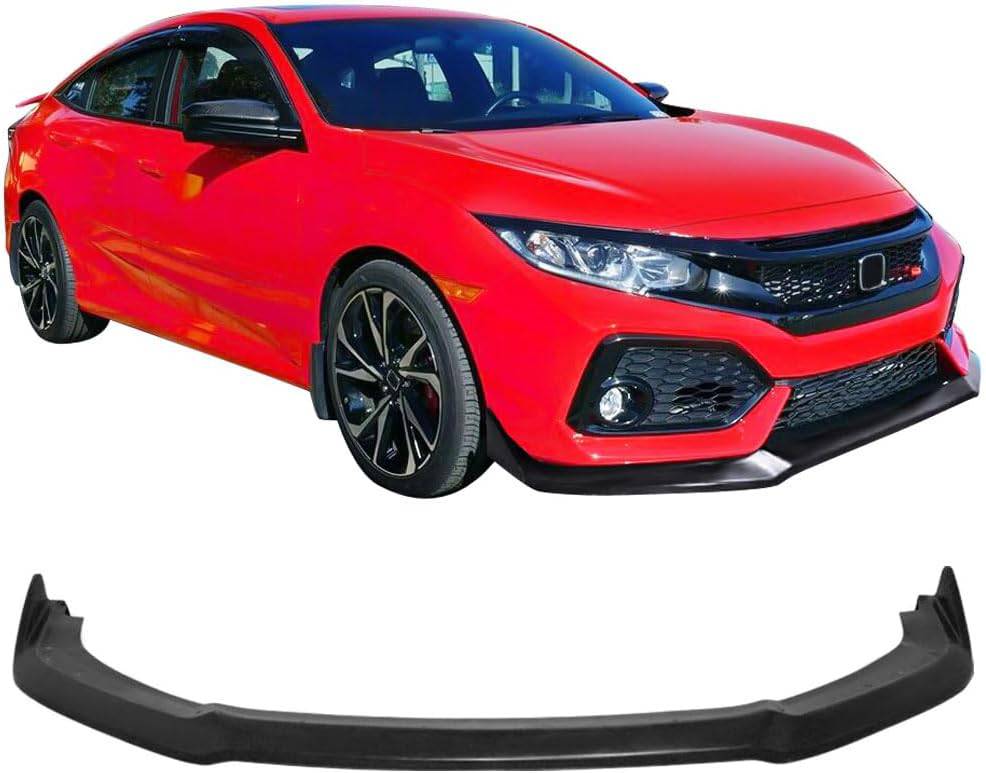 2019-2021 Honda Civic CS Style Front Bumper Lip Spoiler - Unpainted Matte Black Polyurethane Splitter for Sporty Look | Perfect for Car Enthusiasts & Street Racing