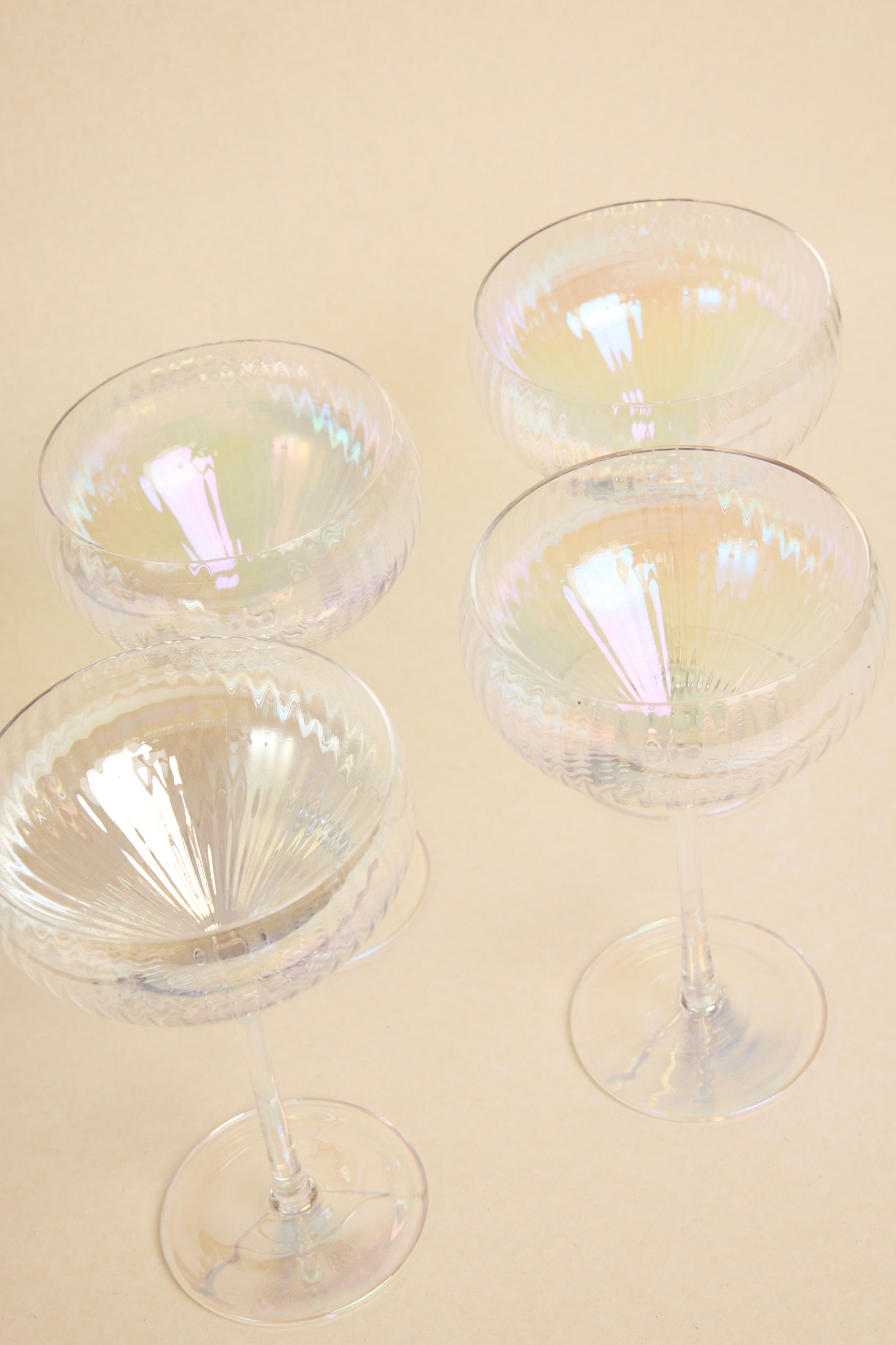 Iridescent Ripple Wide Champagne Wine Glass Set - Elegant Stemware for Weddings, Parties & Celebrations - Perfect for Sparkling Wine, Cocktails & Special Occasions