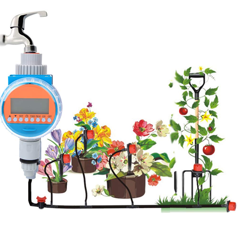 **Energy Saving Drip Irrigation Kit with Watering Timer - Durable Pom Material for Balcony, Courtyard, Plant Wall & Greenhouse - Perfect for Home Gardens & Indoor Plants**