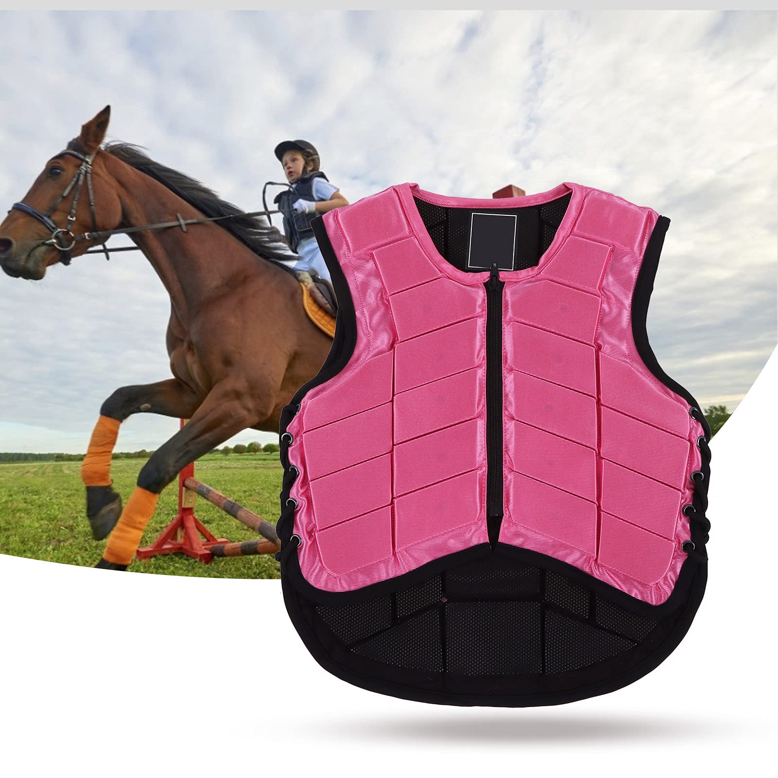 Pwshymi Kids Pink Foam Padded Equestrian Safety Vest - Shock Absorbing Horse Riding Body Protector for Children | Perfect for Equestrian Training, Show Jumping & Outdoor Riding Activities