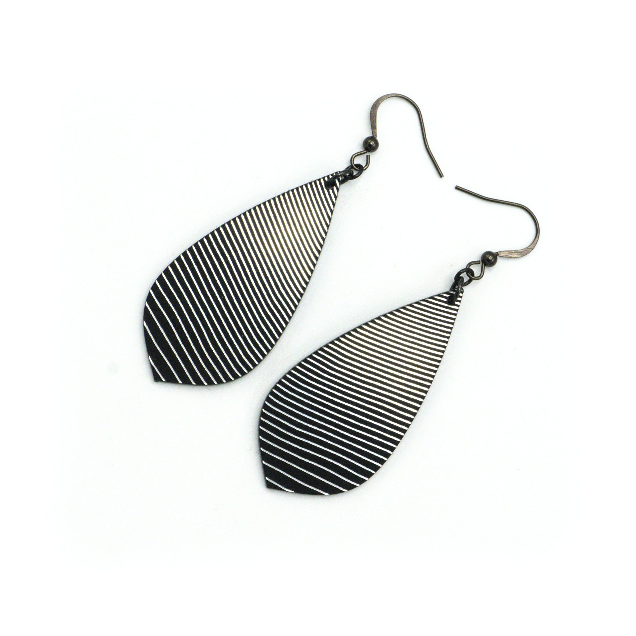 Gem Point Acrylic Earrings - Brushed Silver & Black | Fashion Jewelry for Women | Perfect for Parties, Weddings & Everyday Wear