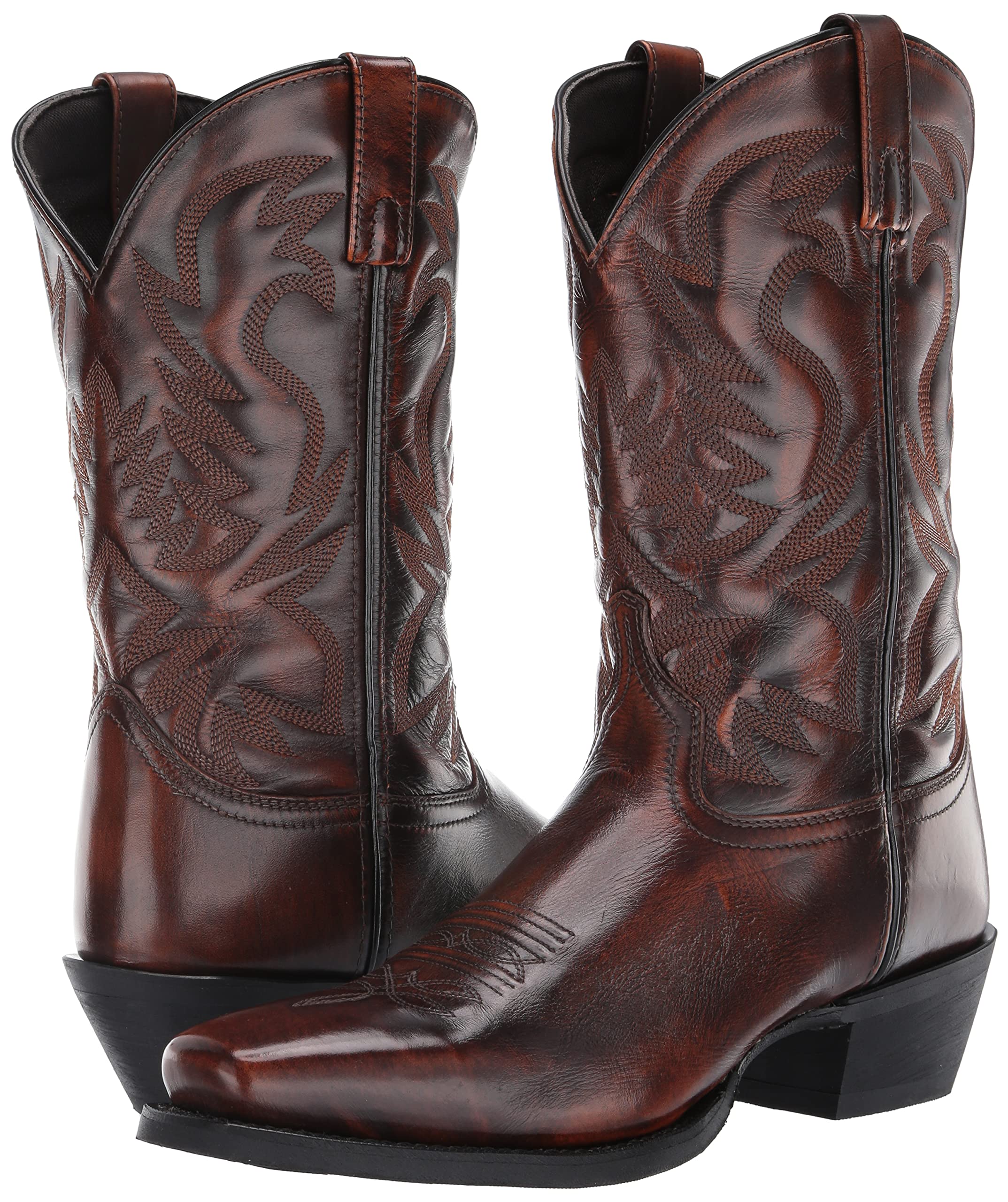 Laredo Men's Stillwater Square Toe Dress Boots - Mid Calf Western Boots for Cowboy, Work & Casual Wear - Black & Brown Leather Boots for Men