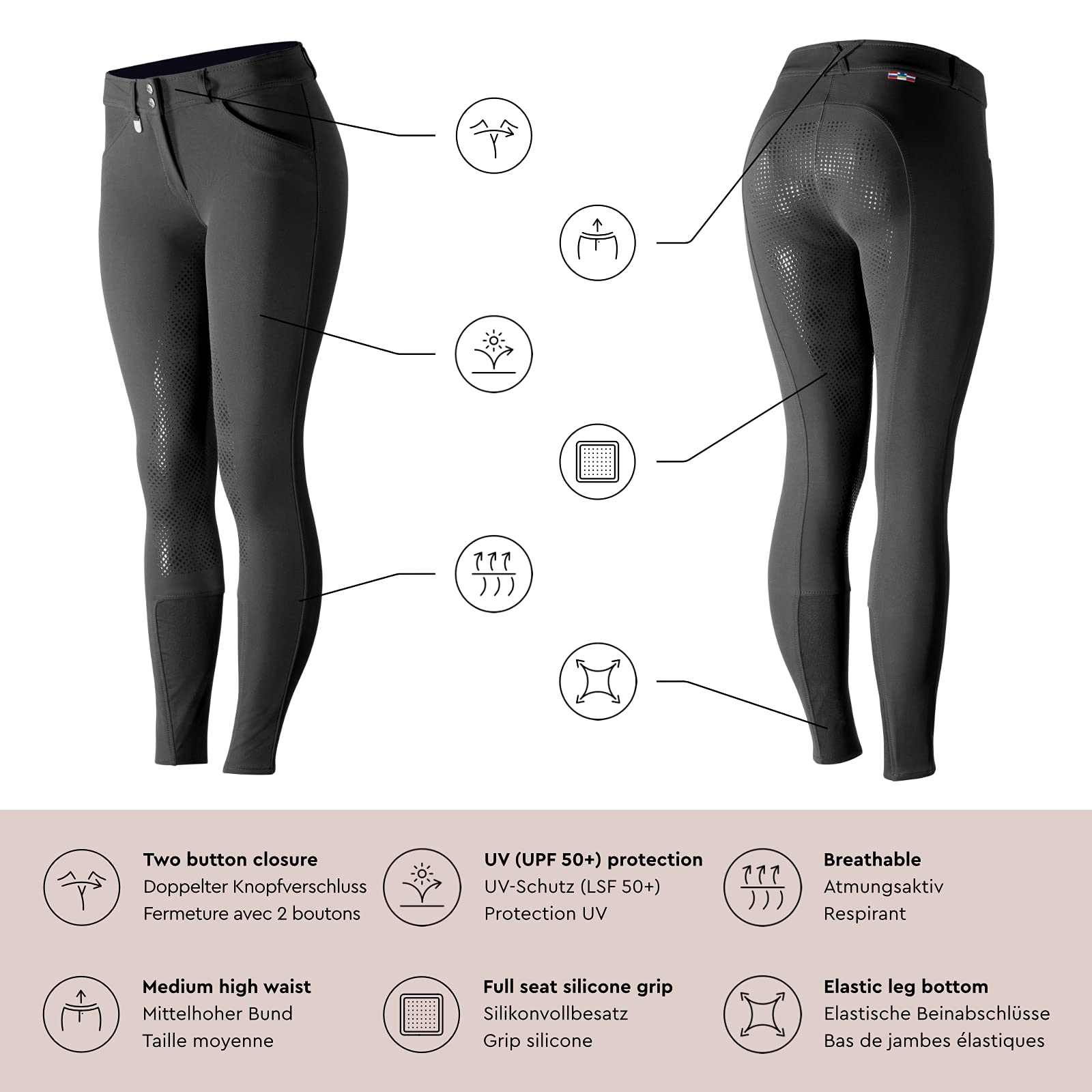 Horze Grand Prix Kids Silicone Full Seat Breeches - Comfortable Equestrian Riding Pants for Children - Ideal for Horseback Riding Lessons, Competitions & Stable Training - Perfect Gift for Young Riders