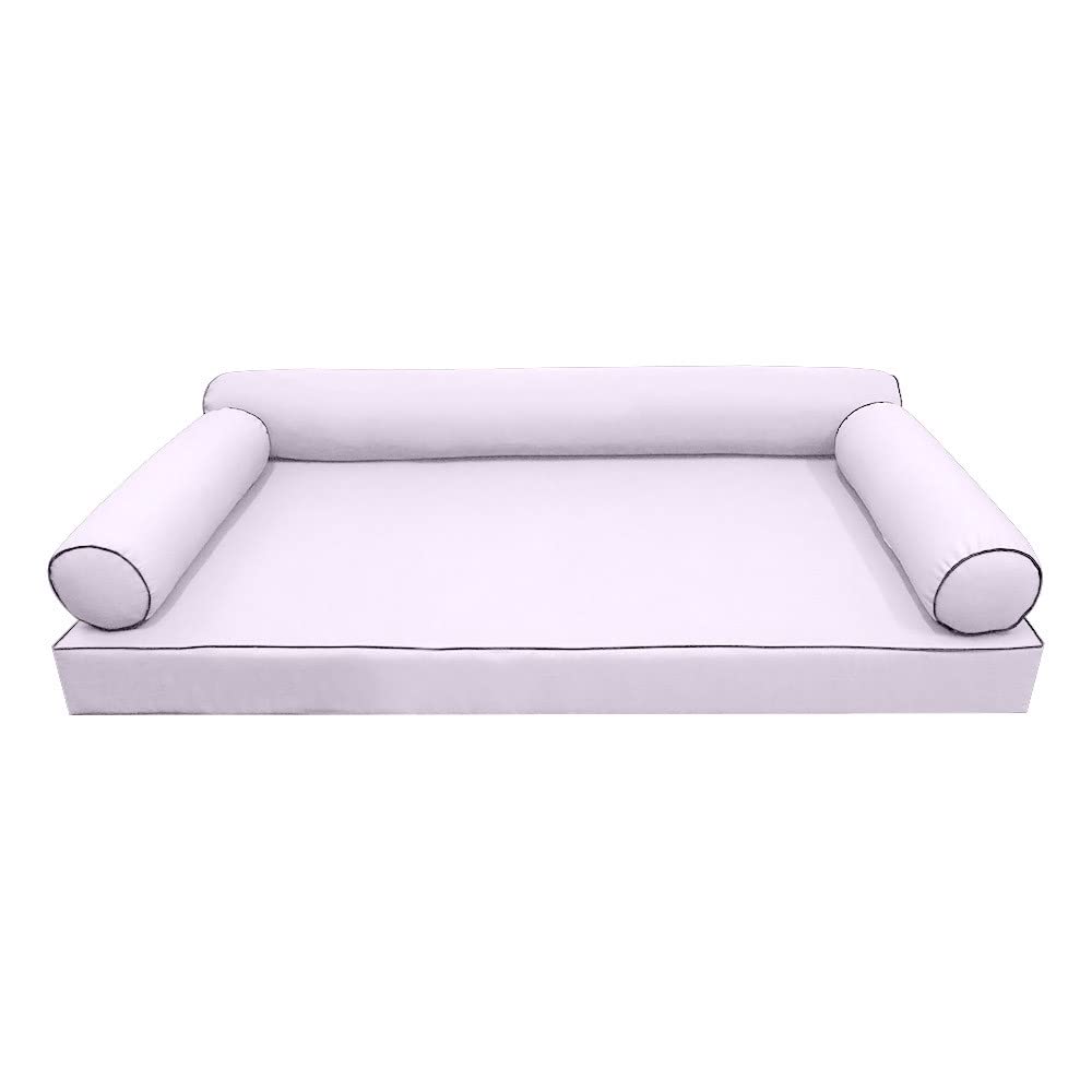 **Prolinemax Style6 4PC Crib Size Outdoor Daybed Set - Contrast Pipe Trim Mattress, Bolster Pillow & Fitted Sheet Slipcover (AD107) - Perfect for Patio, Poolside & Garden Relaxation**