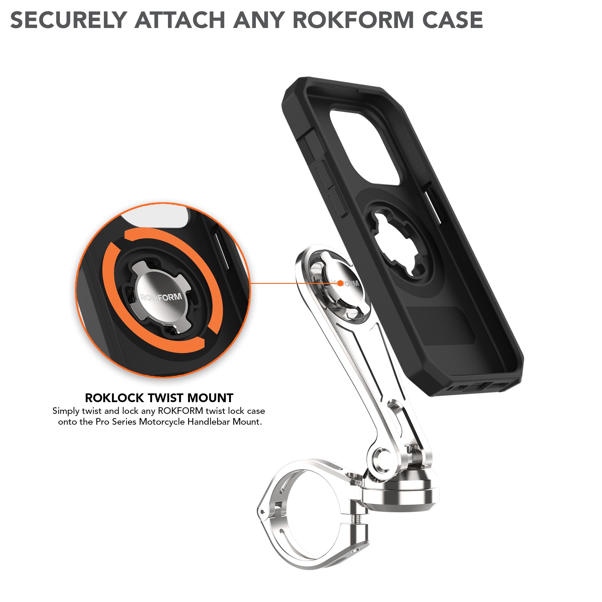 Rokform Motorcycle Handlebar Phone Mount - Universal Fit for 7/8