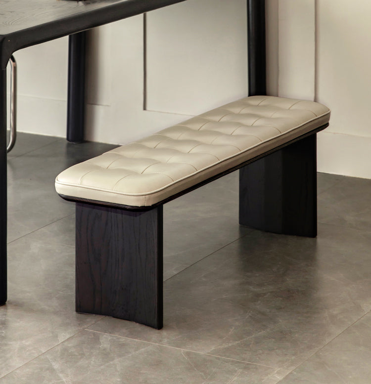 Premium Oak Solid Wood Luxury Bench with Genuine Yellow Cowhide Upholstery - Perfect for Entryway, Living Room, or Bedroom Seating