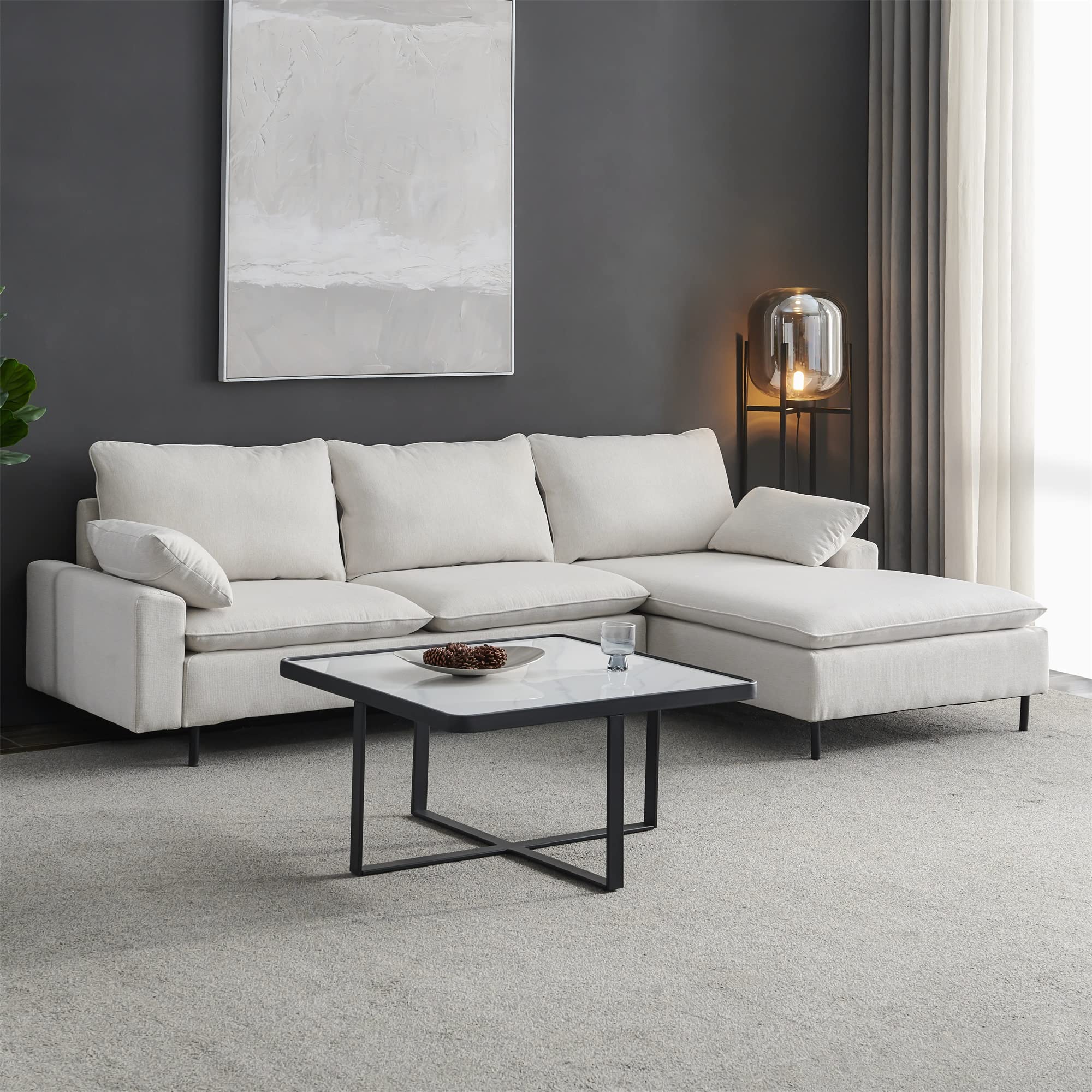 Minimalist Square Coffee Table - Black Metal Frame with Sintered Stone Top for Modern Living Room & Office Decor