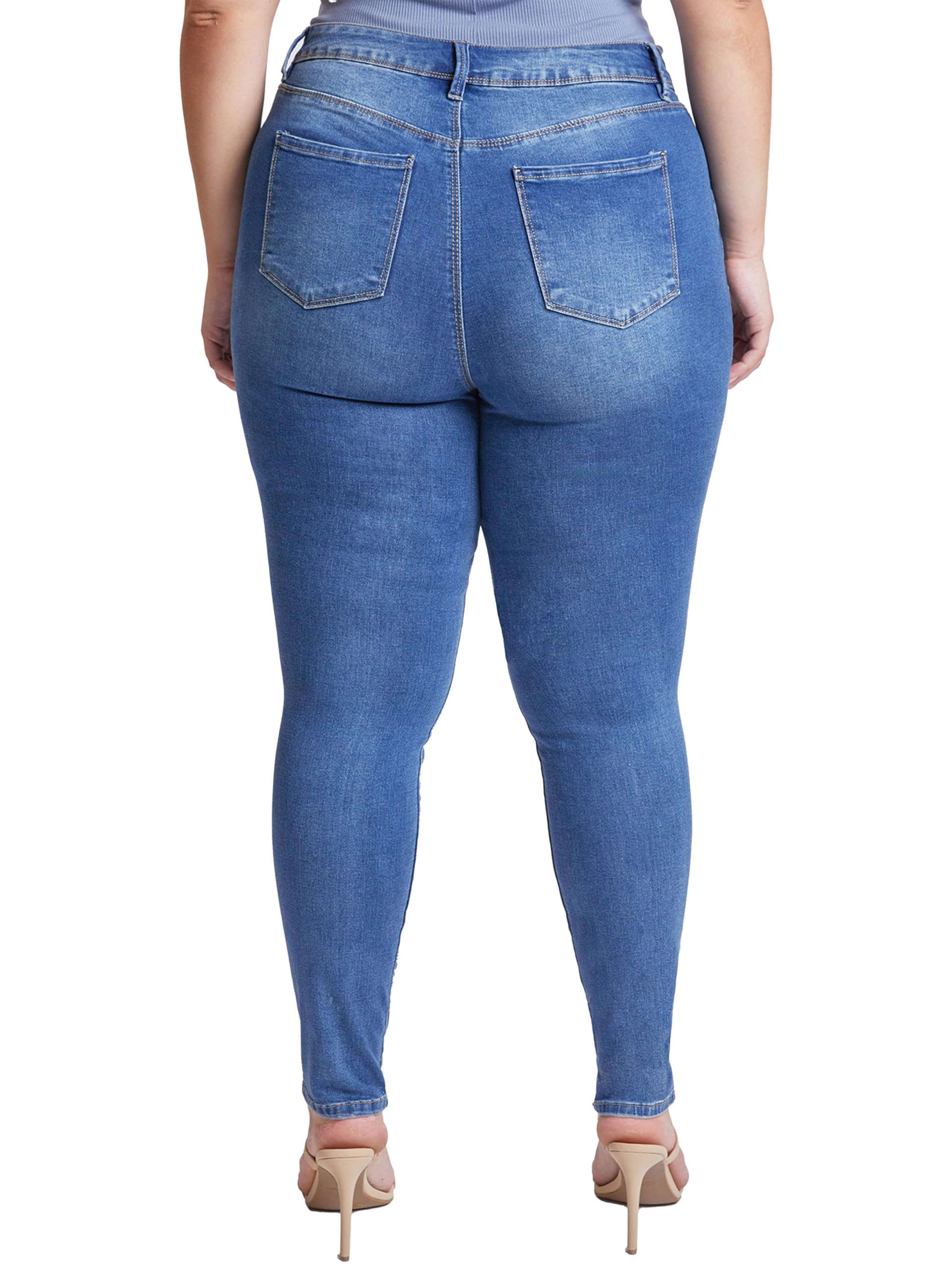 YMI Women's Plus Size Essential Skinny Jeans - Stretch Denim Pants for Curvy Figures | Perfect for Casual Wear, Office Outfits & Night Out Looks
