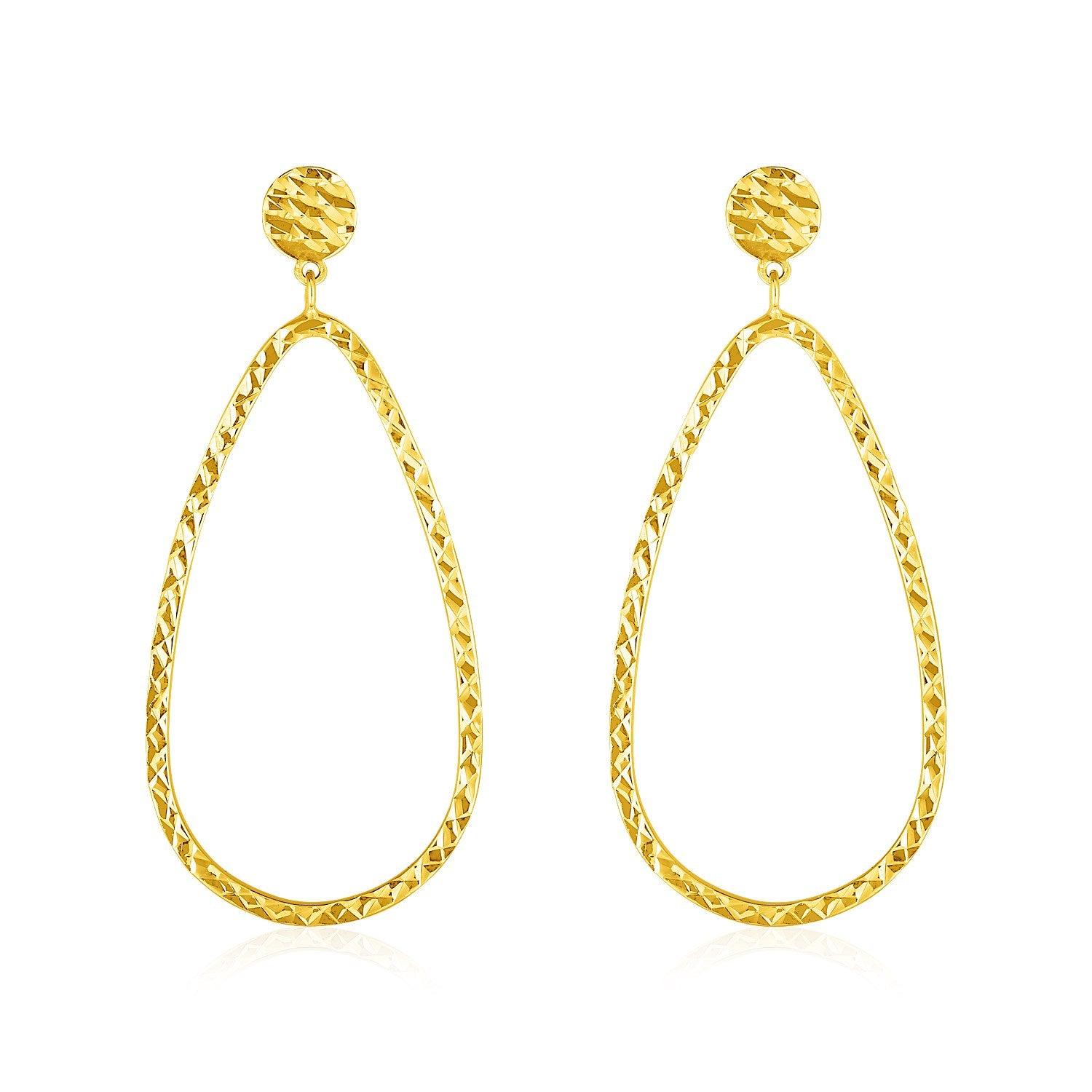14k Yellow Gold Textured Teardrop Post Earrings for Women - Elegant Dainty Jewelry Gift for Birthday, Anniversary & Special Occasions - Perfect for Weddings, Parties & Everyday Wear