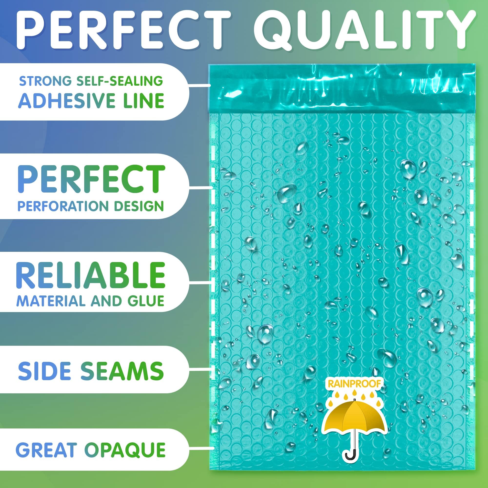 400 Pack 4x7 Inch Teal Poly Bubble Mailers - Self Seal Shipping Envelopes | Durable, Waterproof Padded Mailing Bags for Ecommerce, Small Business & Online Sellers | Perfect for Shipping Jewelry, Crafts & Small Items