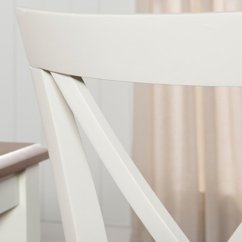 Linon Jane White Cushioned Dining Chairs (Set of 2) - Beige Upholstered Side Chairs for Kitchen, Dining Room & Office - Comfortable & Stylish Home Decor