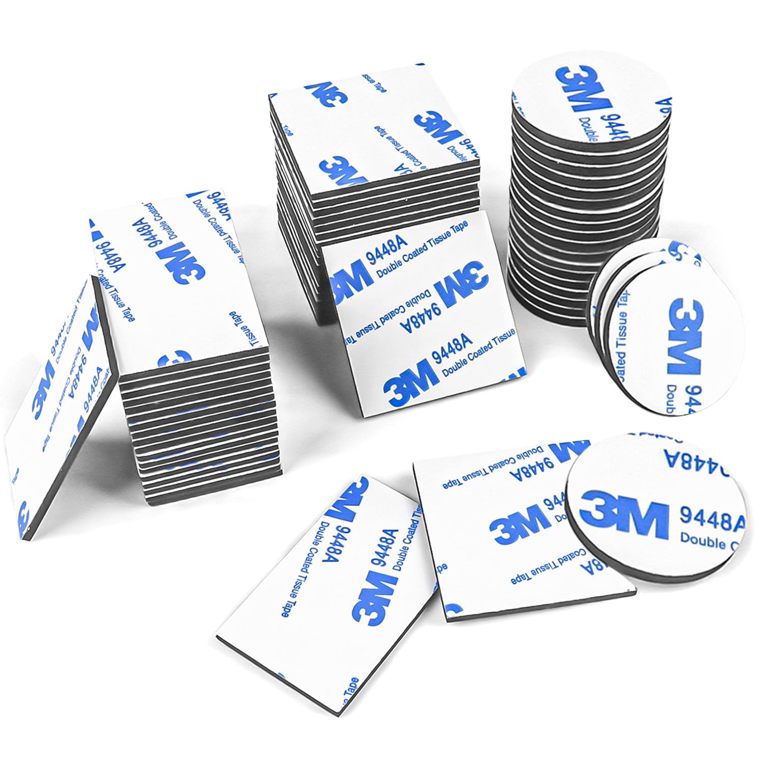 3M Extra Strong Double-Sided Adhesive Pads - 60 Pack Waterproof Foam Mounting Tape for Hanging Pictures, Mirrors & Home Decor - Round & Square Heavy Duty Adhesive for Walls, Tiles & Smooth Surfaces