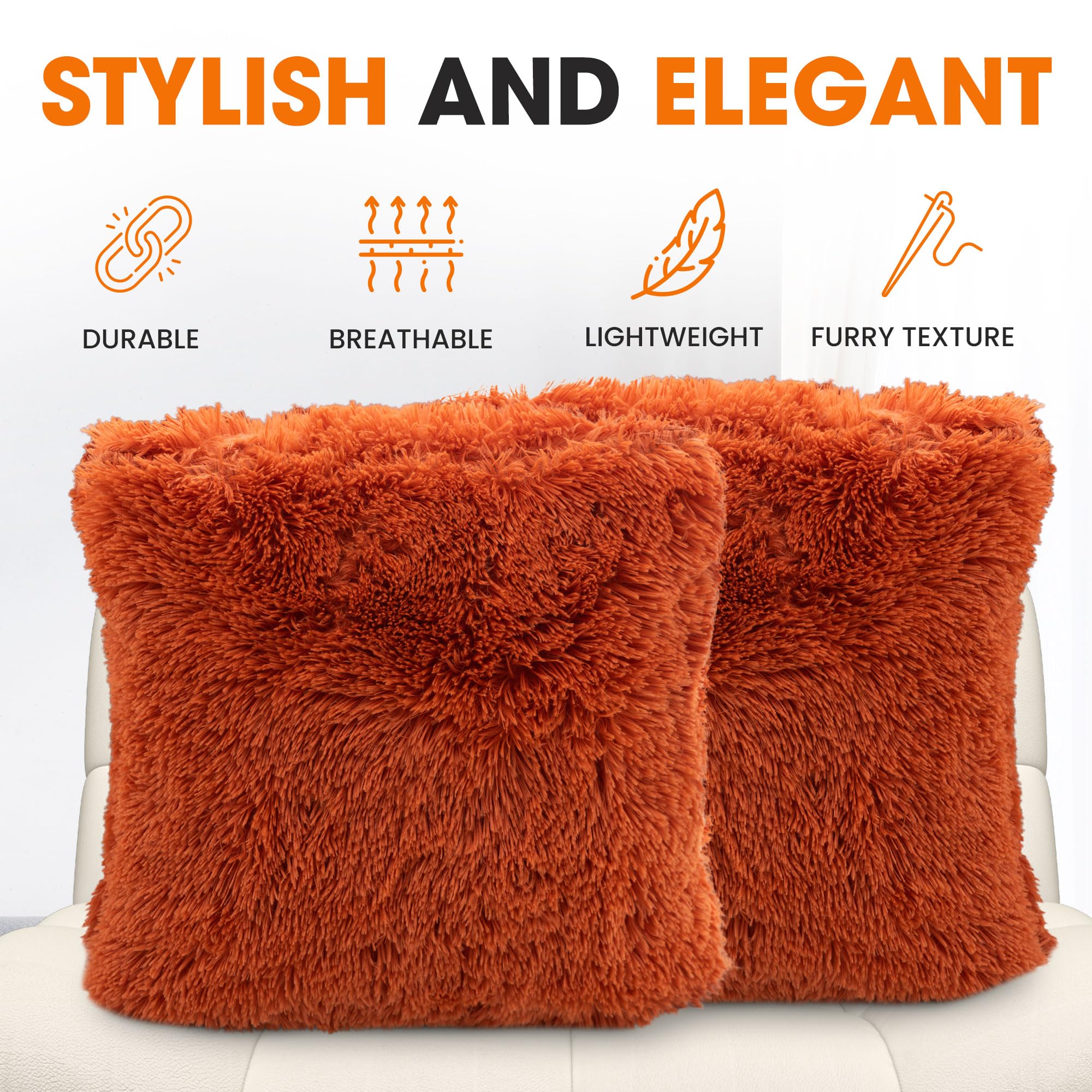 Soft Shaggy Throw Pillows for Couch & Bed - 20