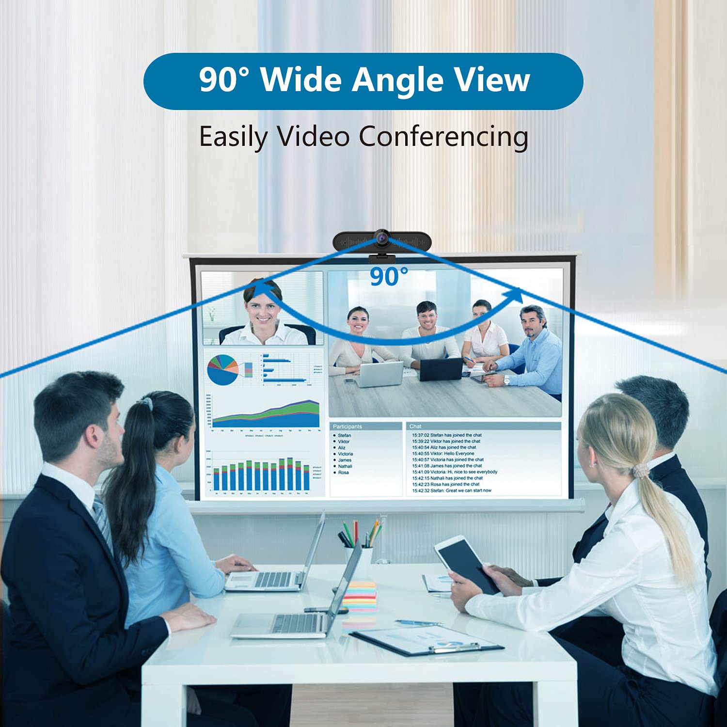 TOALLIN Ultra HD 4K Webcam with Built-in Microphone & Speaker - All-in-One USB Conference Camera for Small Meeting Rooms, Streaming, Online Teaching & Video Calls - Wide Angle Lens for Clear Video Conferencing (Perfect for Zoom, Teams & Remote Work)