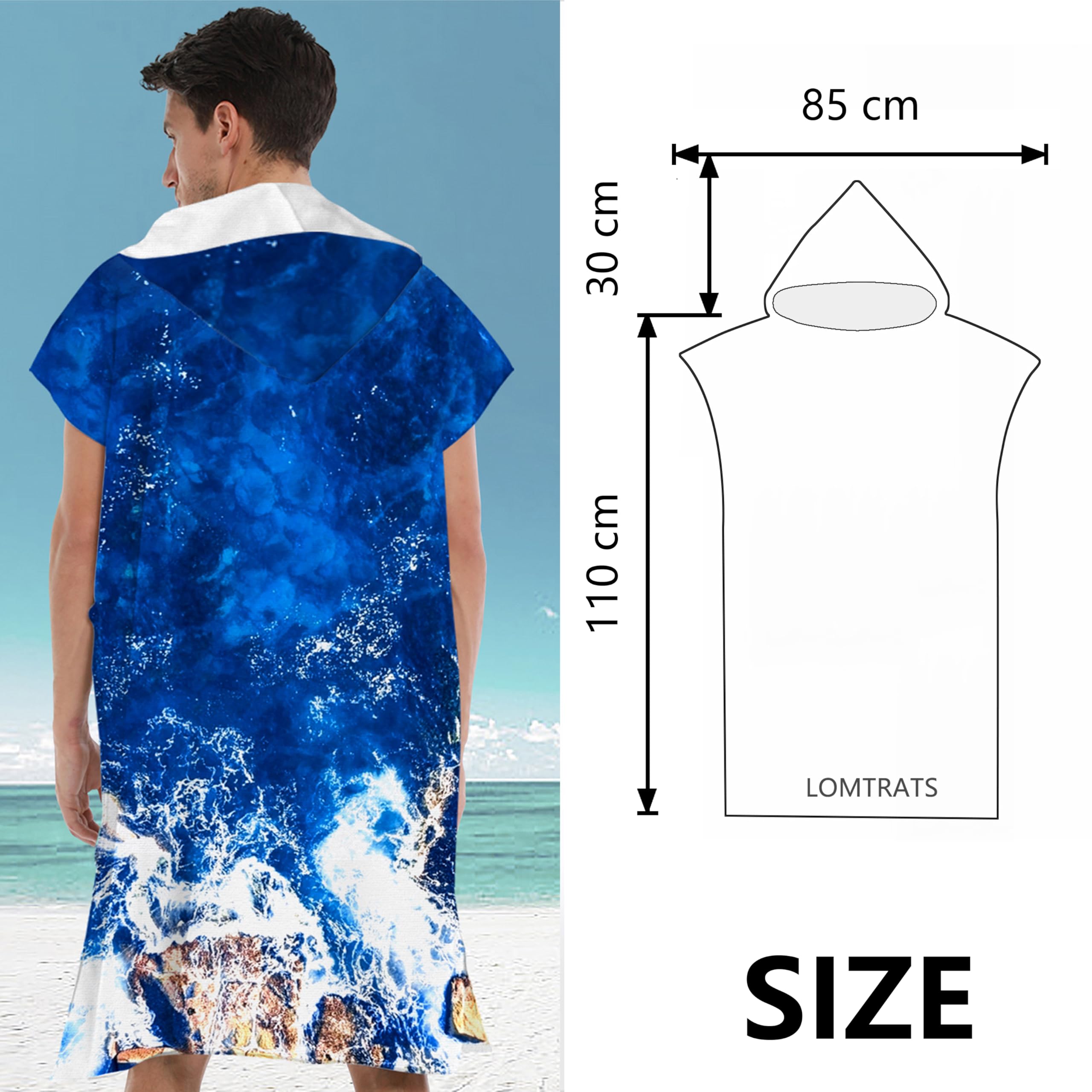 Quick Dry Surf Poncho - Microfiber Changing Towel Robe Hoodie for Men & Women | Swimming, Beach, Surfing, Diving, Hot Springs & Home Use