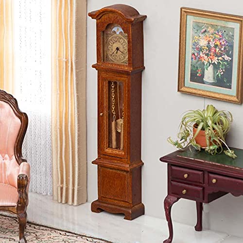 Factory Direct Craft Walnut Working Quartz Grandfather Clock - Miniature Dollhouse Decor | Perfect for Dollhouse Miniatures, Model Train Sets & Victorian Home Displays