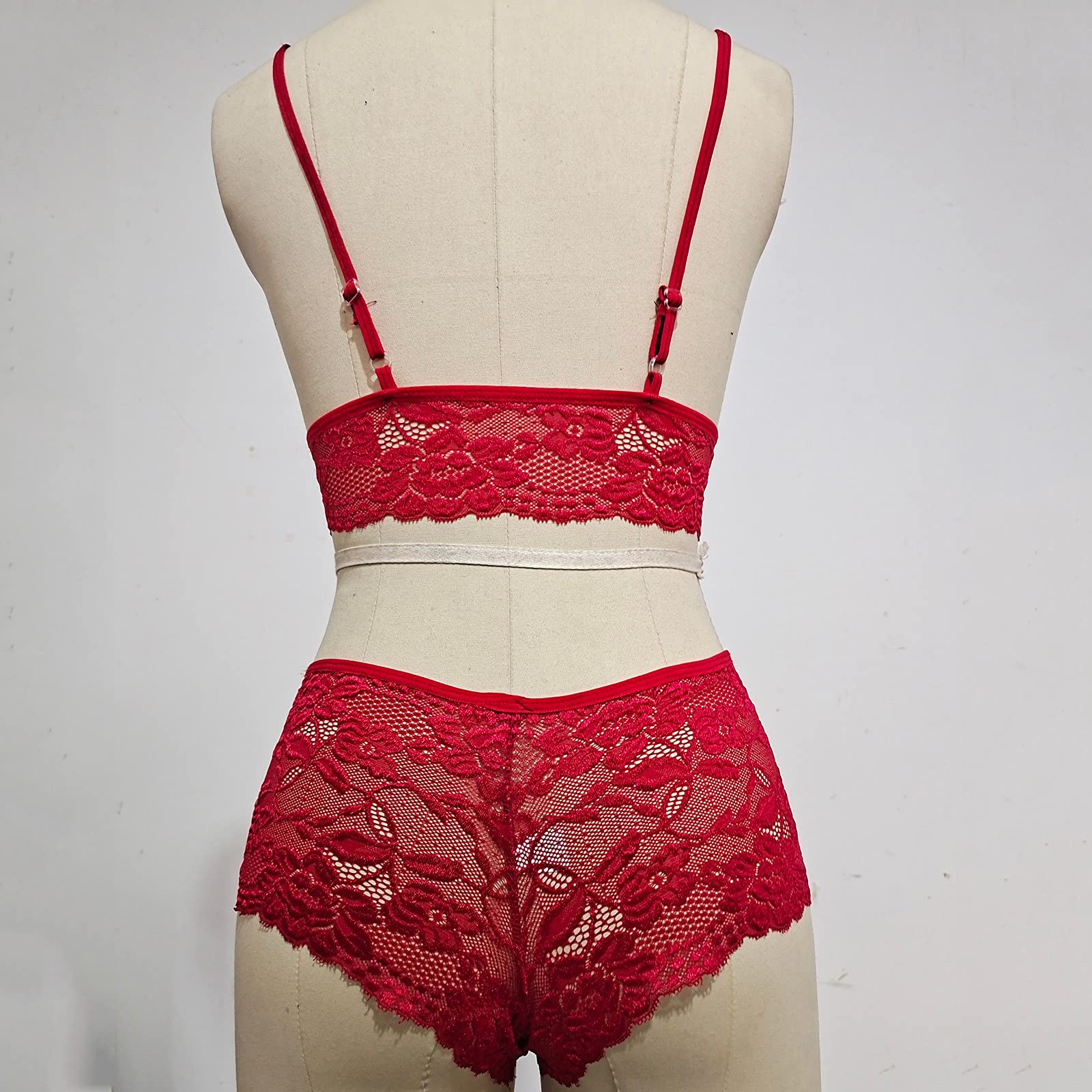 Plus Size Women's Lace Floral Corset Bralette & Panty Set - Sexy Lingerie Two Piece Underwear for Sleepwear, Boudoir and Special Occasions